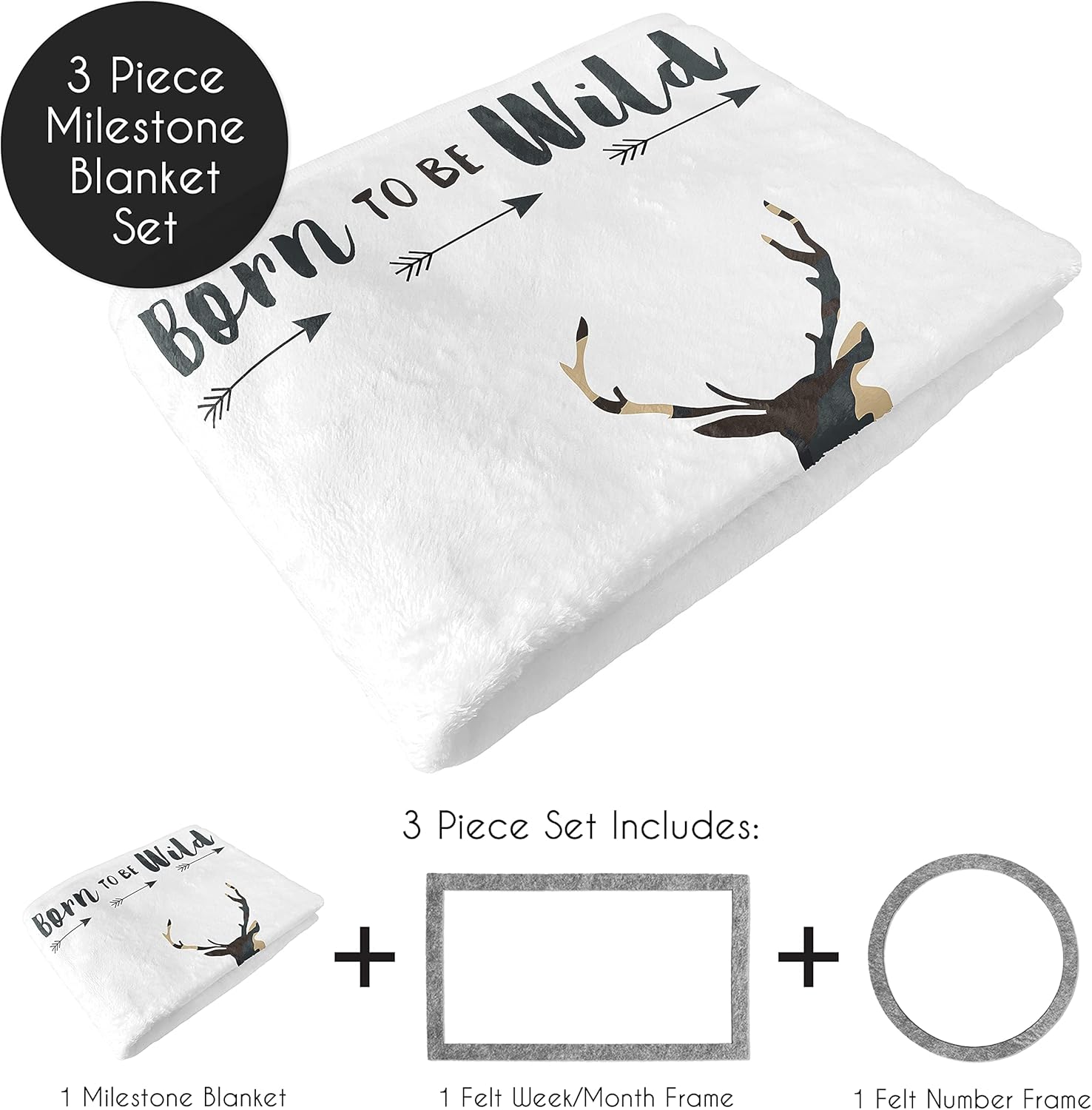 Woodland Camo Deer Baby Growth Mat Blanket 1