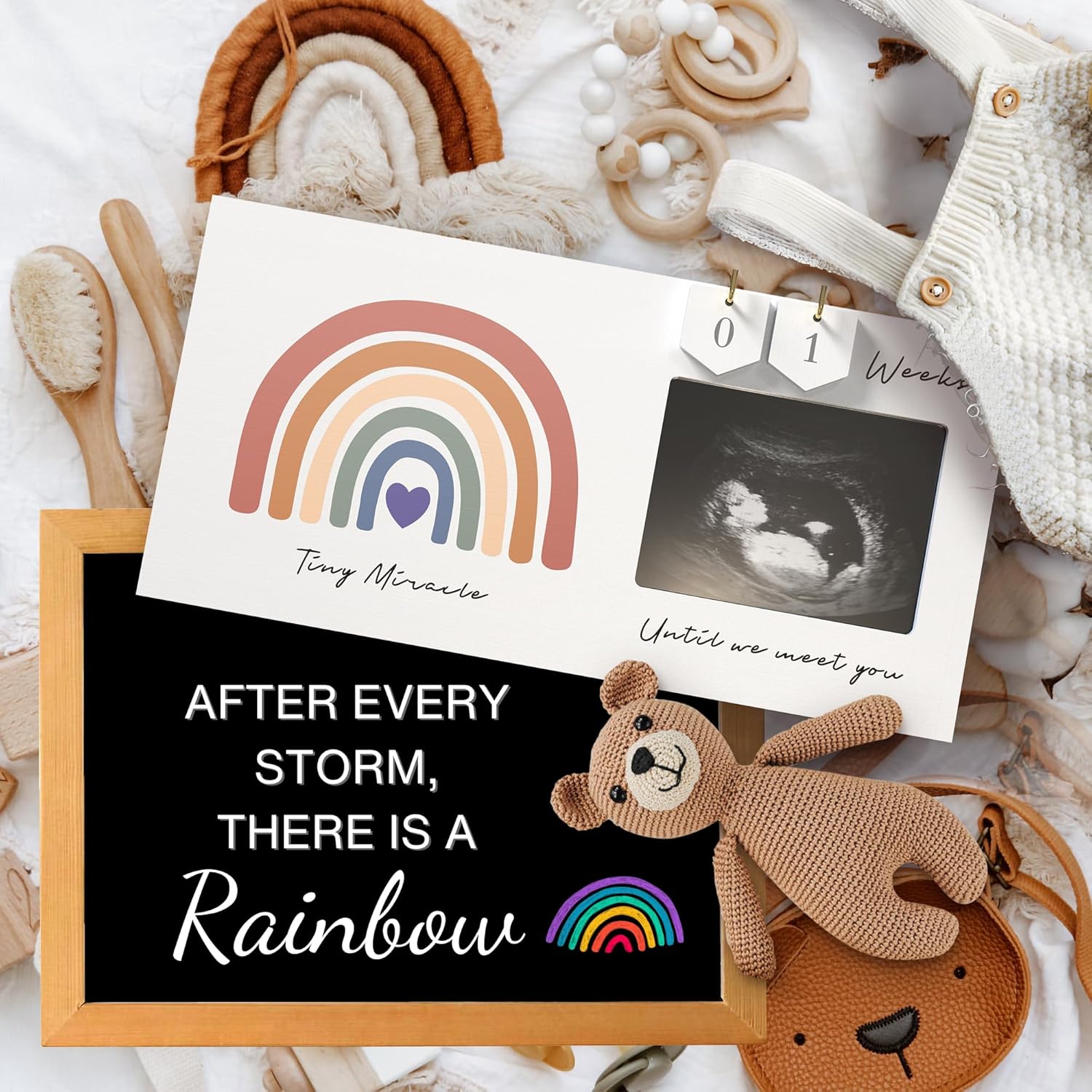 EURSET Rainbow Baby Sonogram Frame Countdown Keepsake