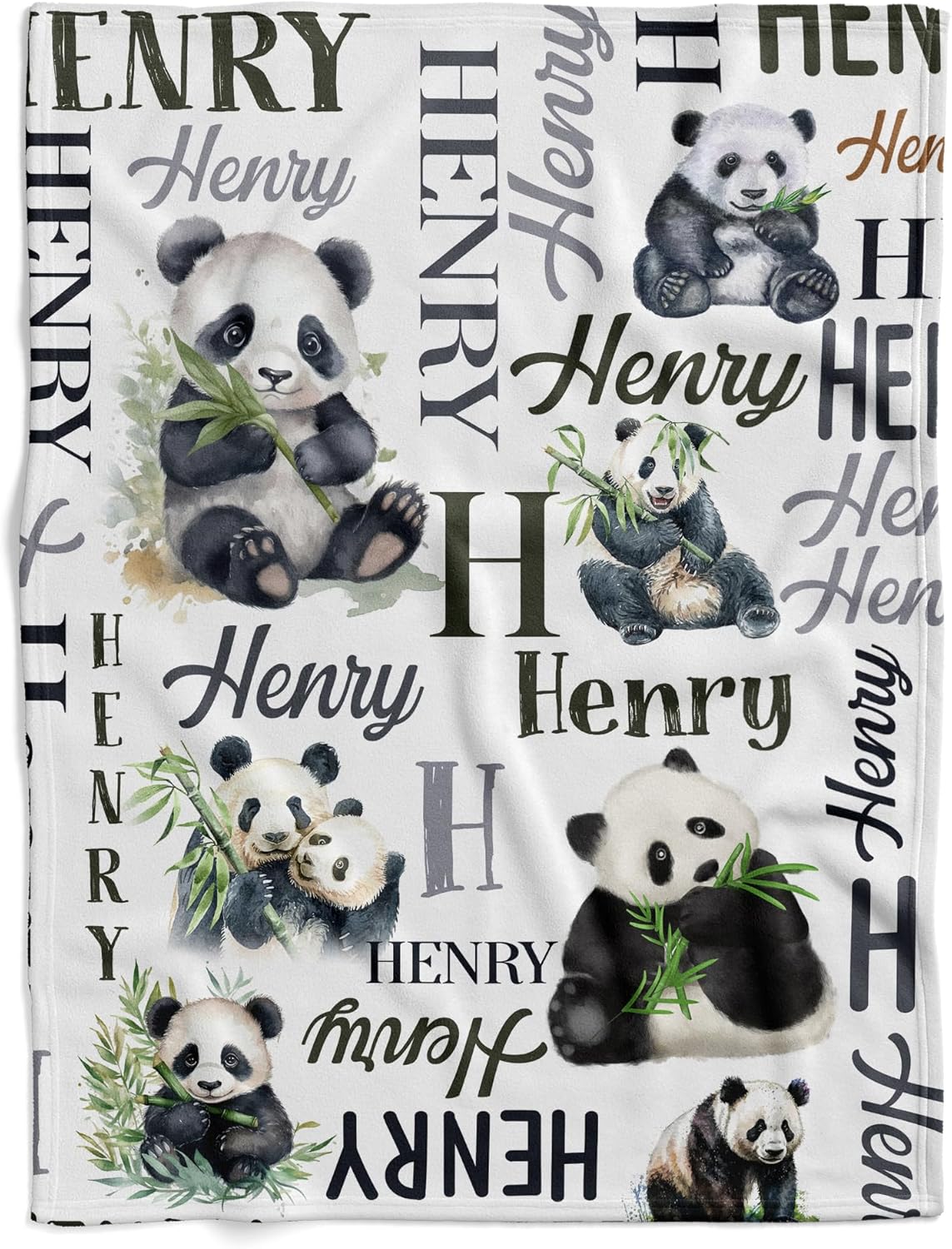 Personalized Panda Baby Blanket with Custom Name