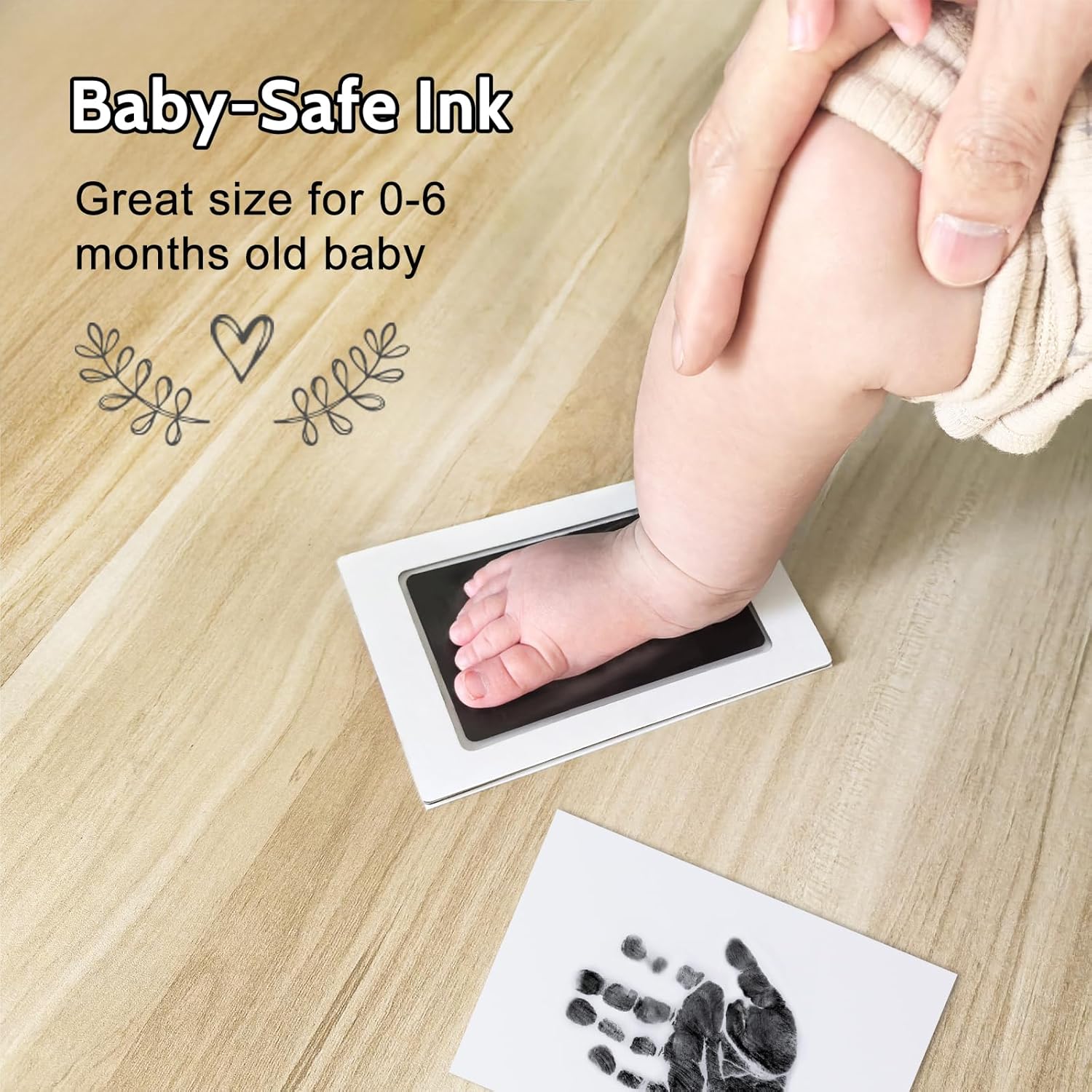 Baby Handprint Frame with Inkless Stamps Blue