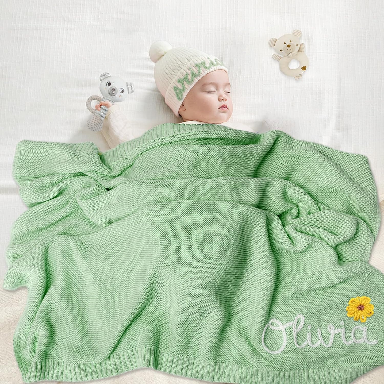 Personalized Baby Blanket 100 Organic Cotton with Name