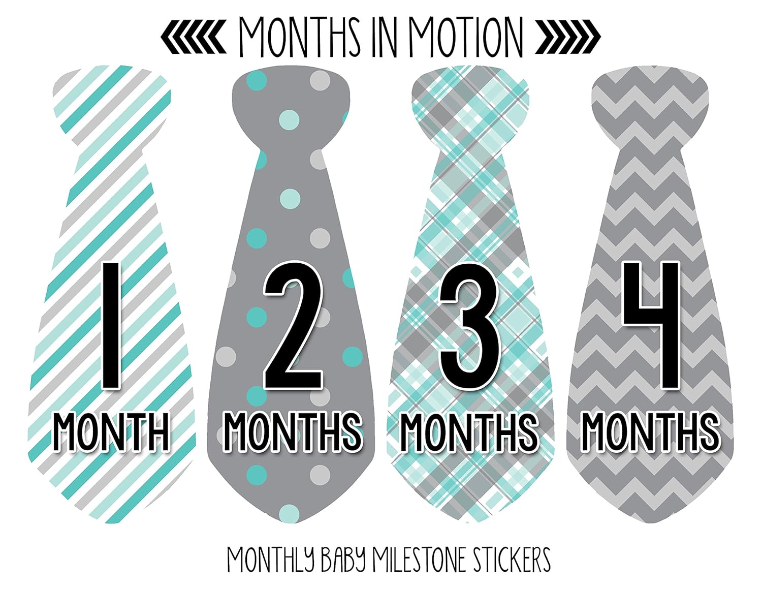 Monthly Baby Milestone Tie Stickers - 12 Pieces