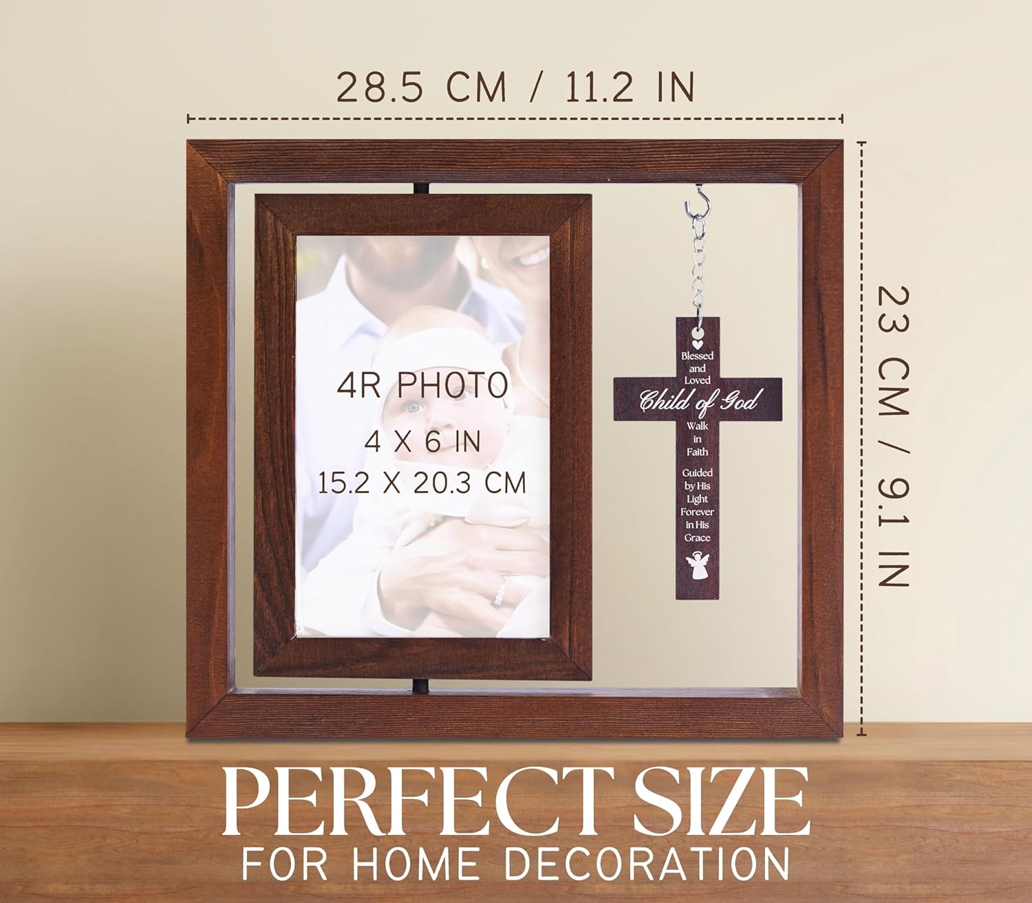 InnoBeta Baptism Gifts for Girls - Wood Frame 4x6