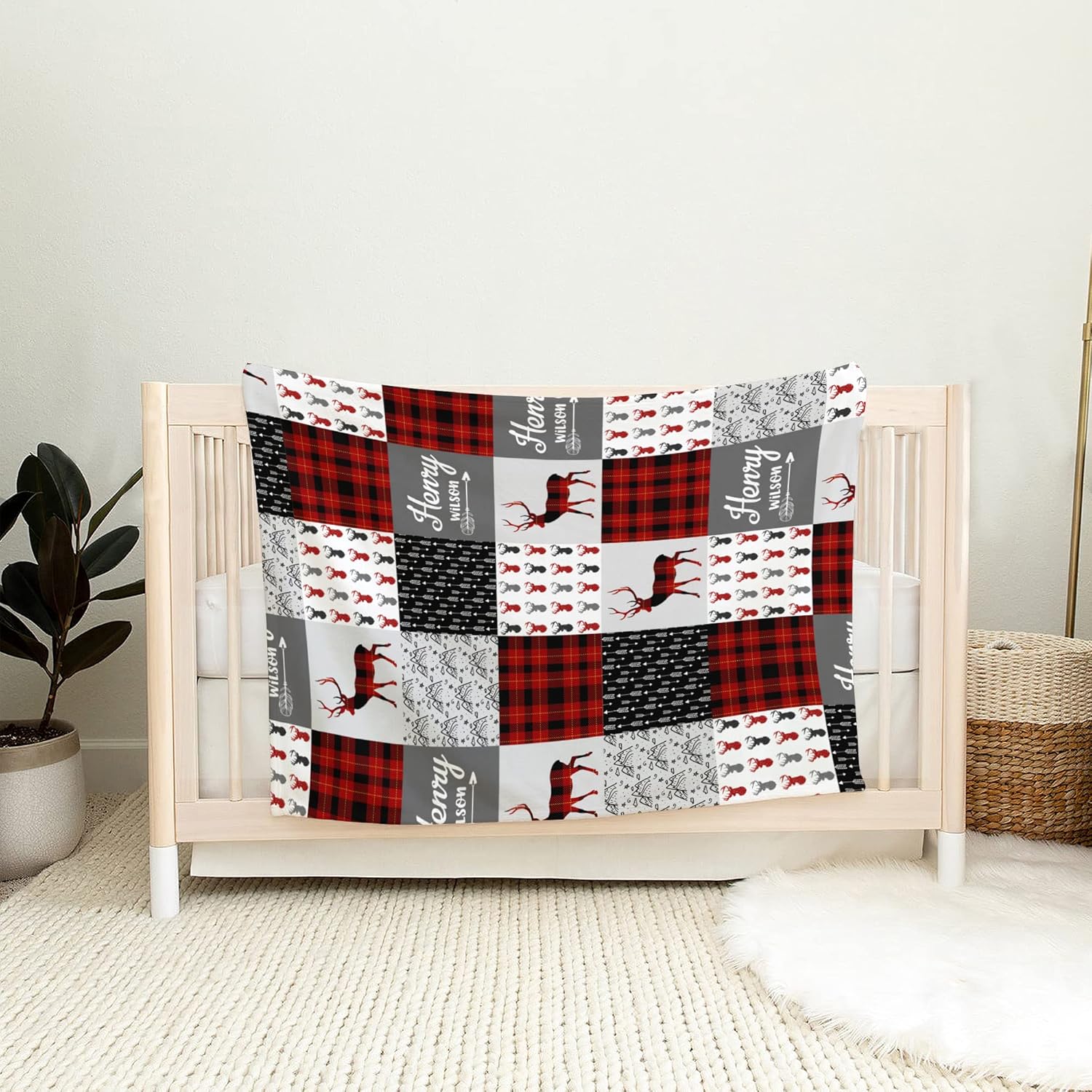 Personalized Reindeer Baby Blanket with Custom Name 1