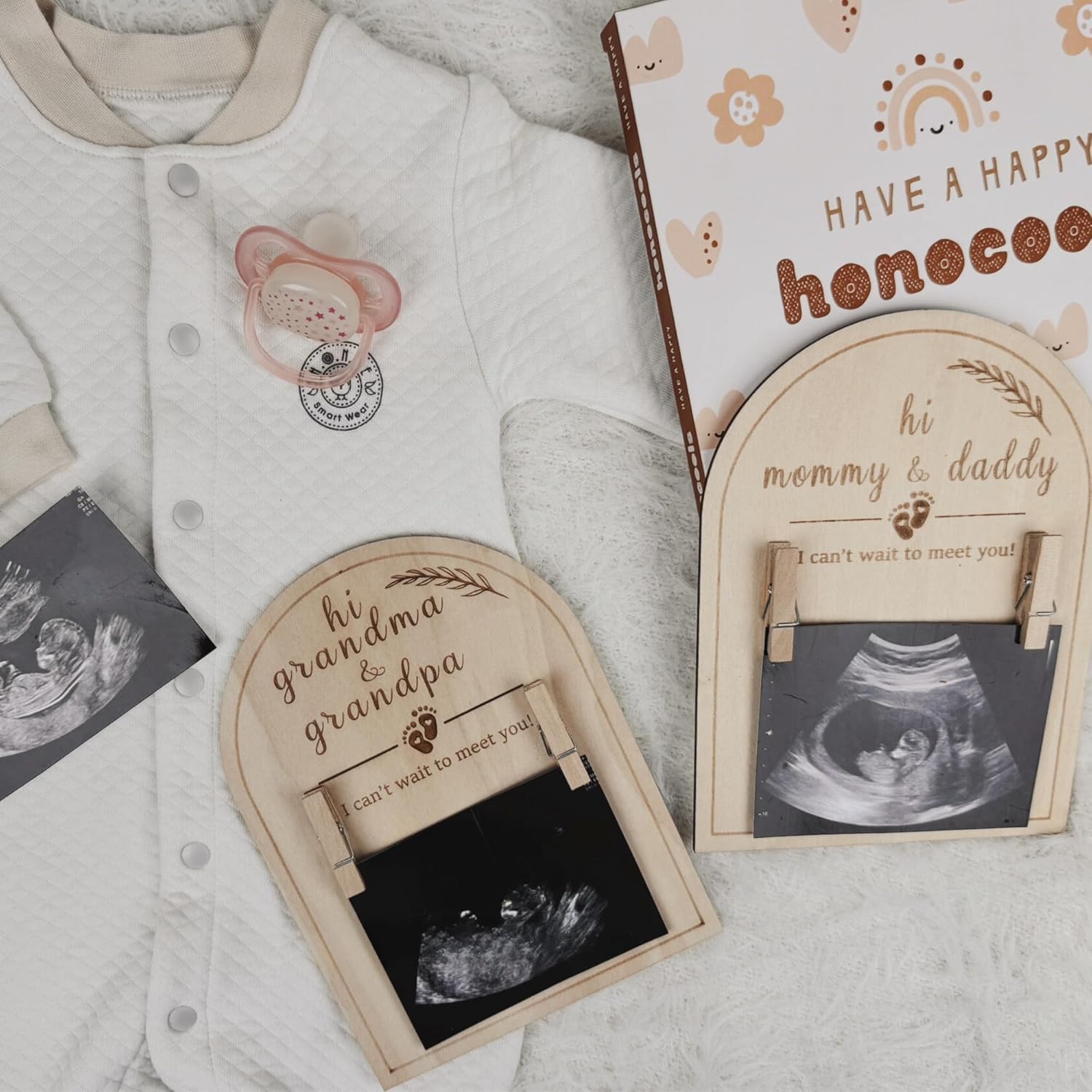 HONOCOOLS Baby Ultrasound Photo Frame - Pregnancy Reveal Keepsake for Grandparents