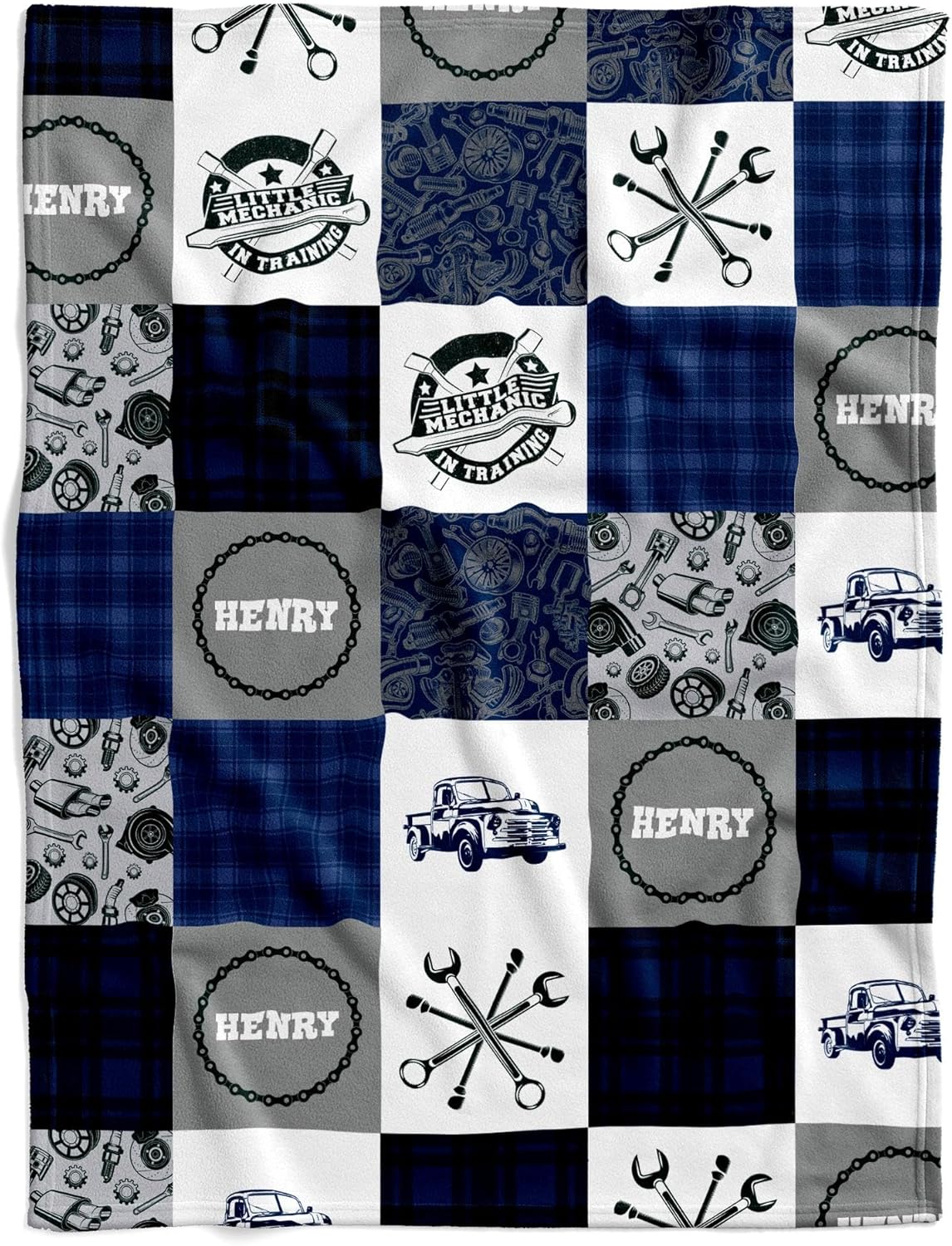 VibeCustom Personalized Mechanic Baby Blanket