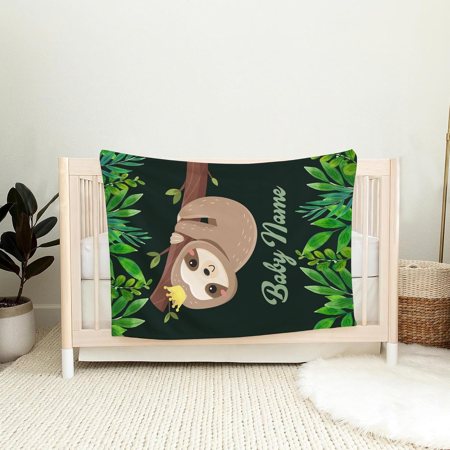Personalized Sloth Baby Blanket with Custom Name