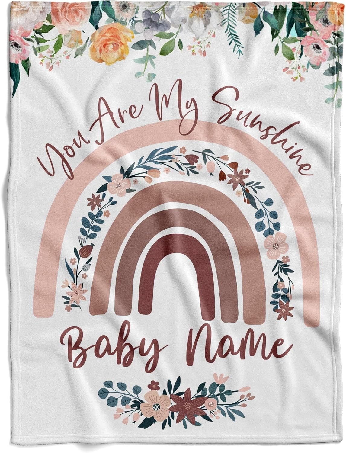 Personalized Rainbow Baby Blanket You Are My Sunshine 1