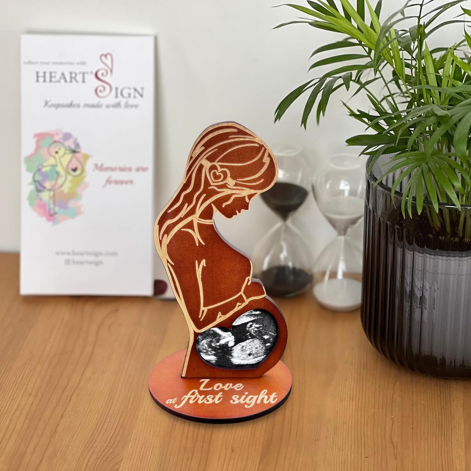 Hearts Sign Baby Ultrasound Photo Frame - Brown 1