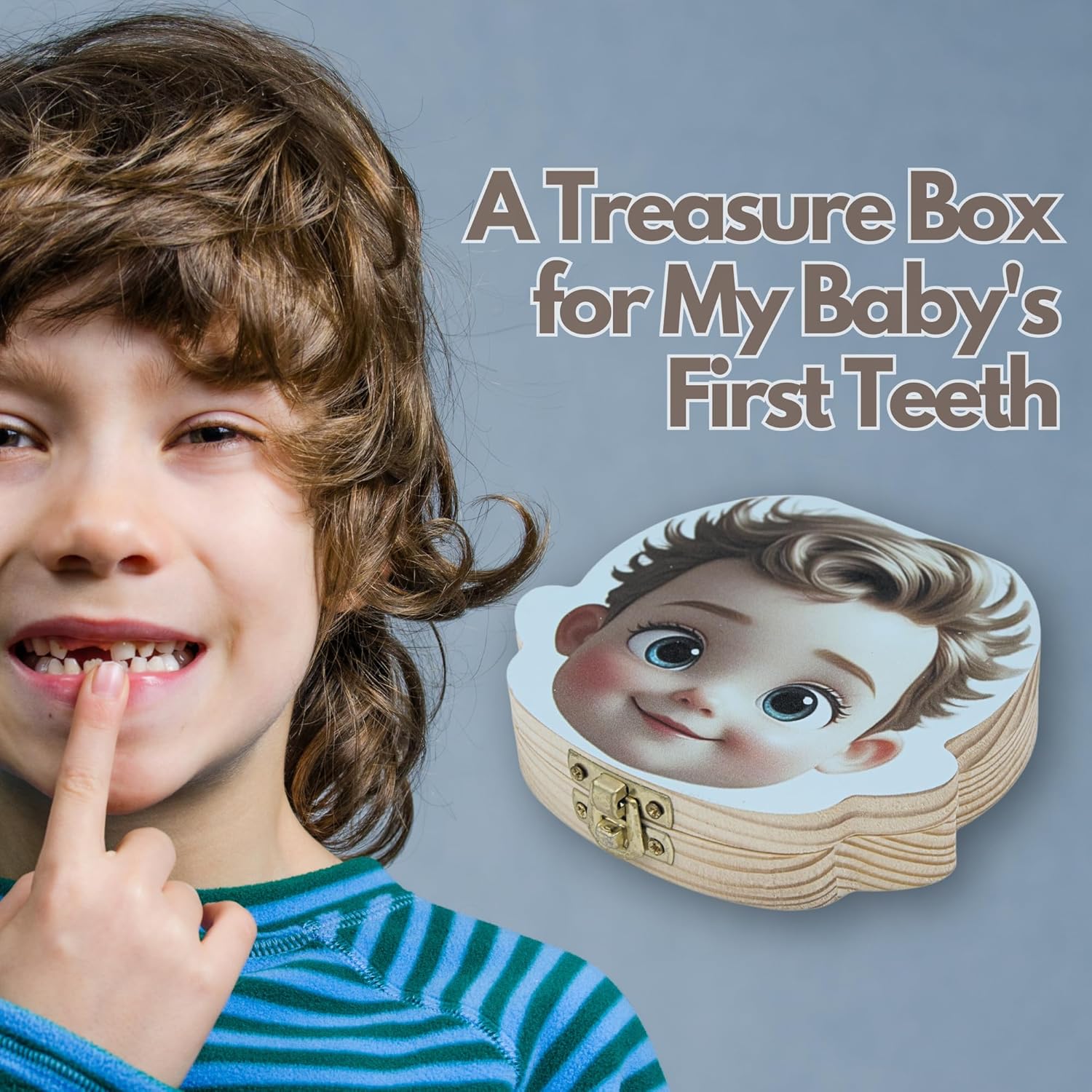 Personalized Wooden Tooth Fairy Keepsake Box for Boys