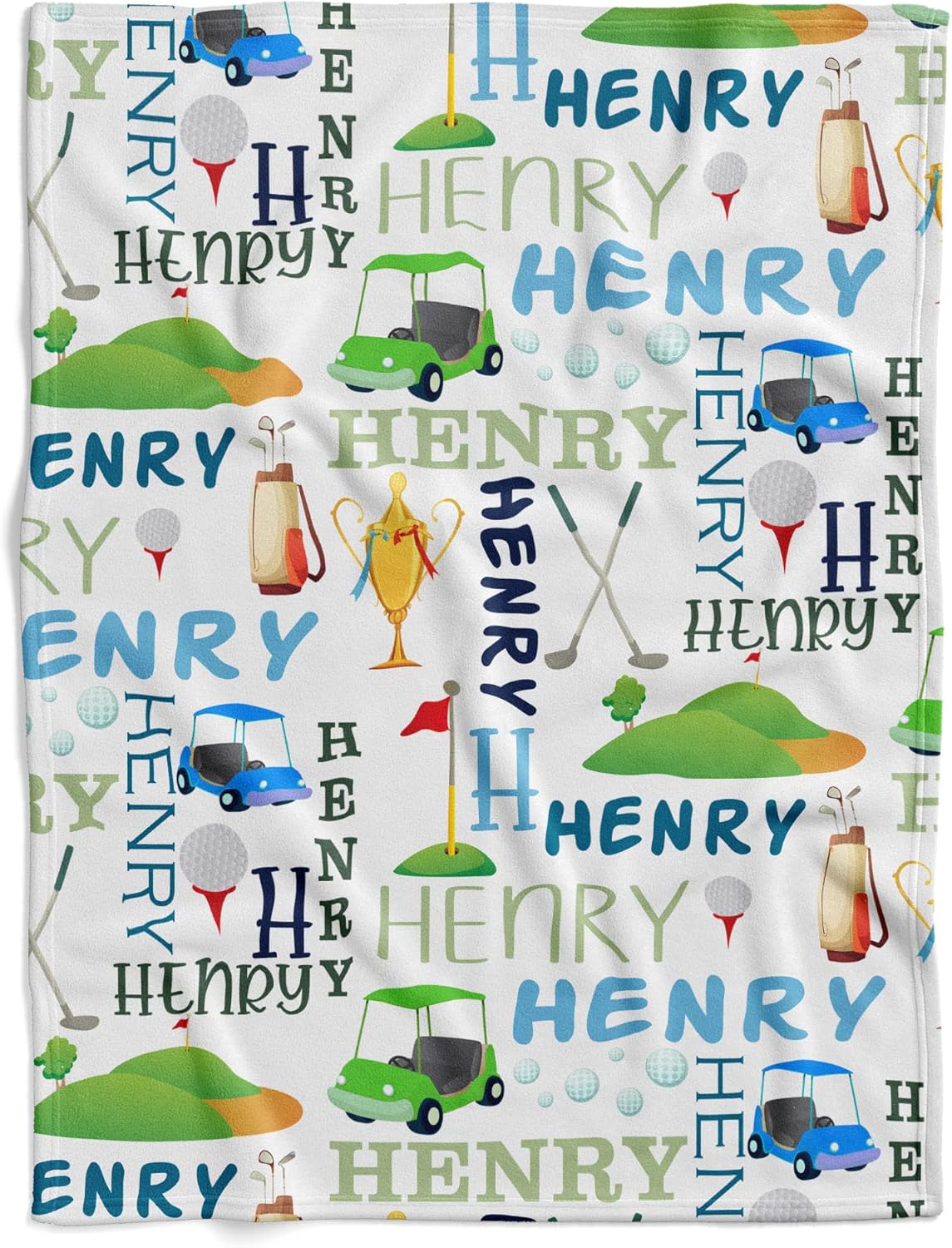 Personalized Golf Baby Blanket with Name 1