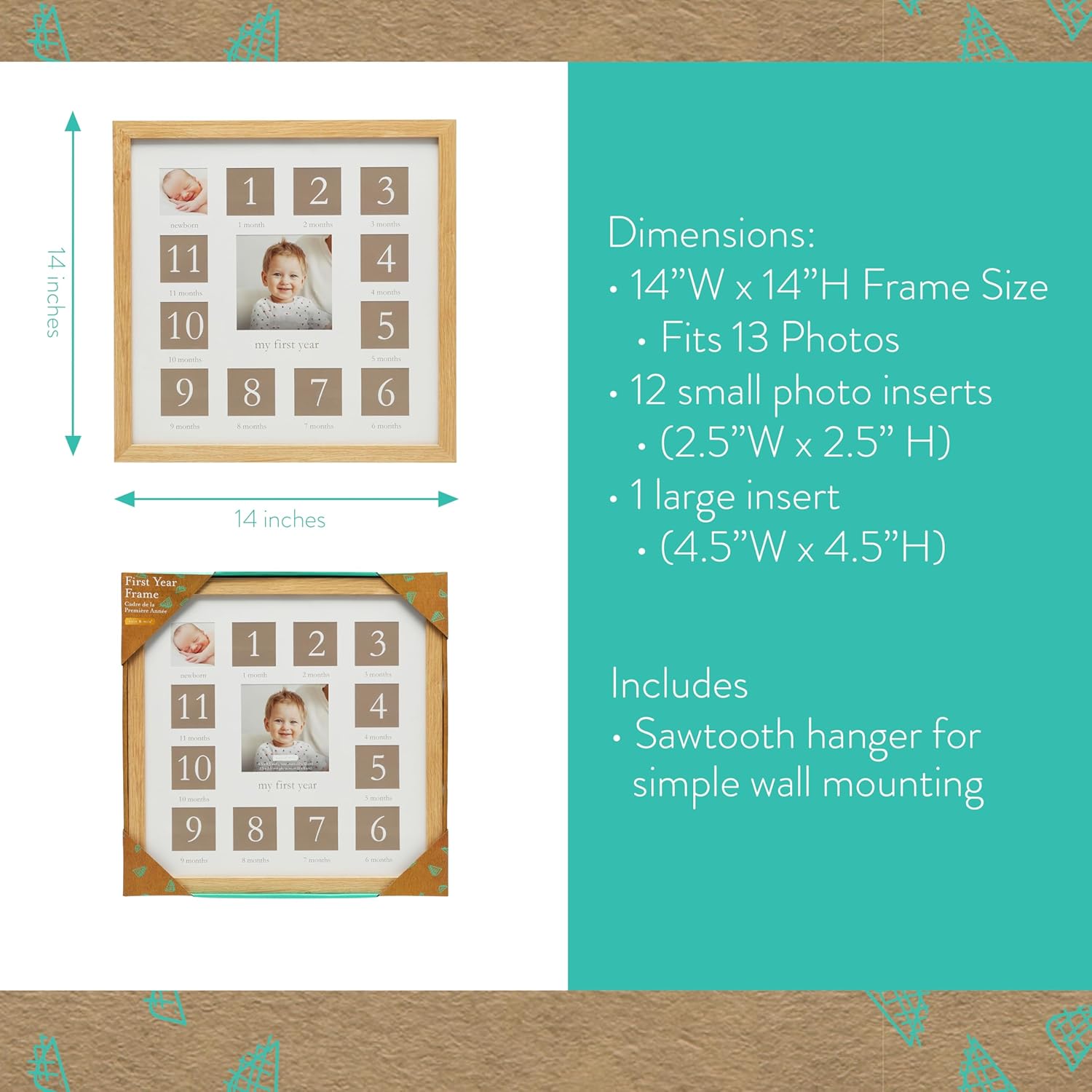 Kate Milo My First Year Wooden Picture Frame