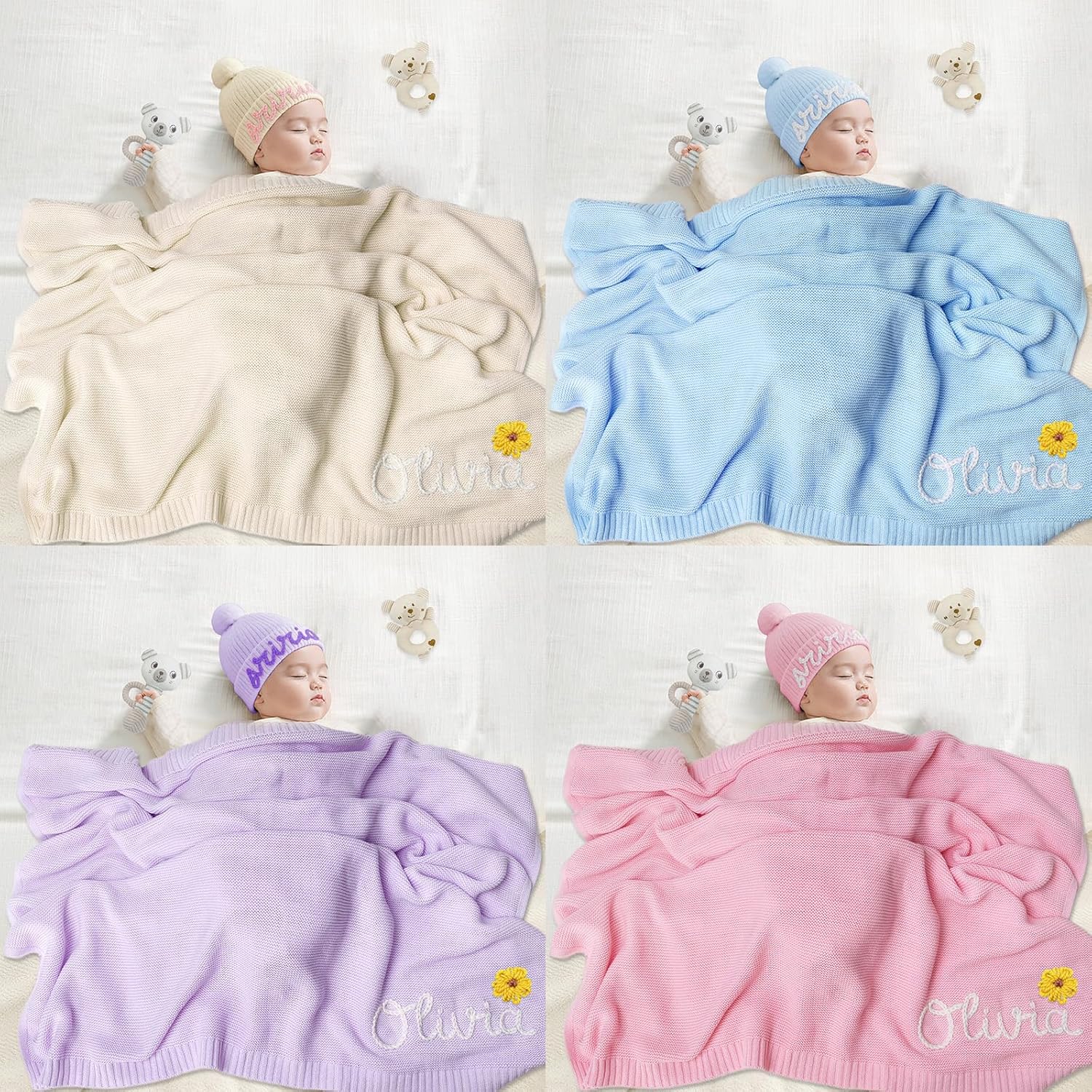Personalized Baby Blanket 100 Organic Cotton with Name