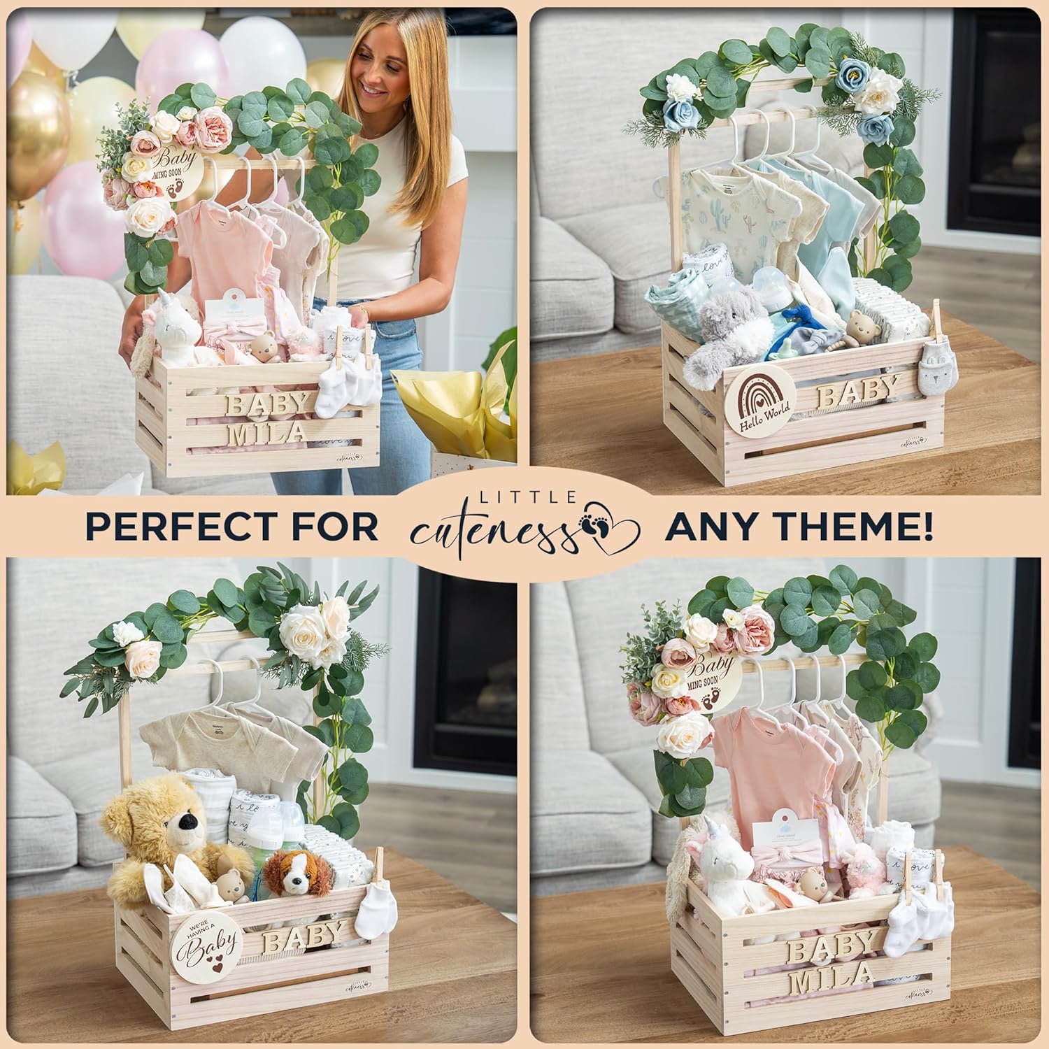 Little Cuteness Wooden Baby Shower Crate Closet