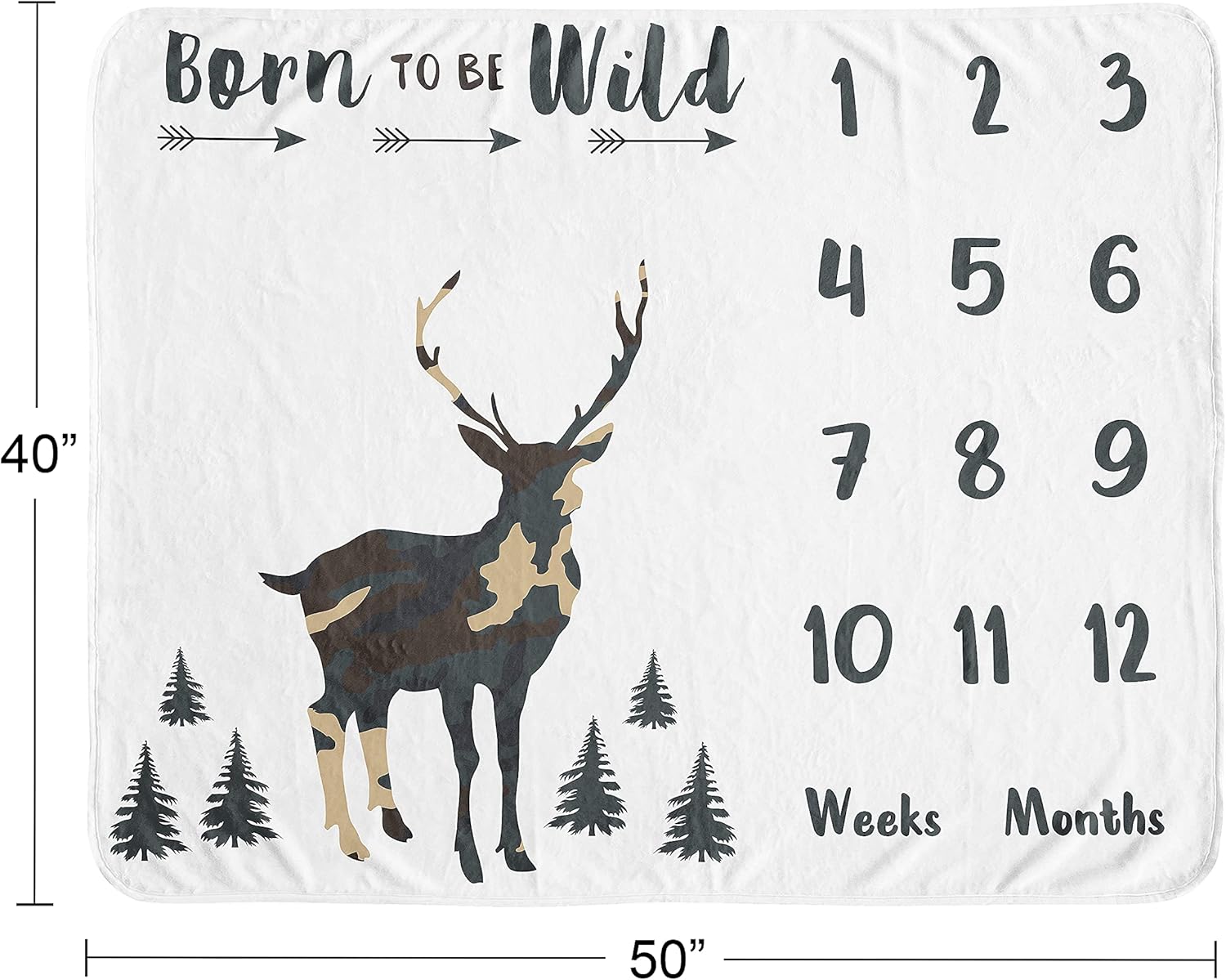 Woodland Camo Deer Baby Growth Mat Blanket 1
