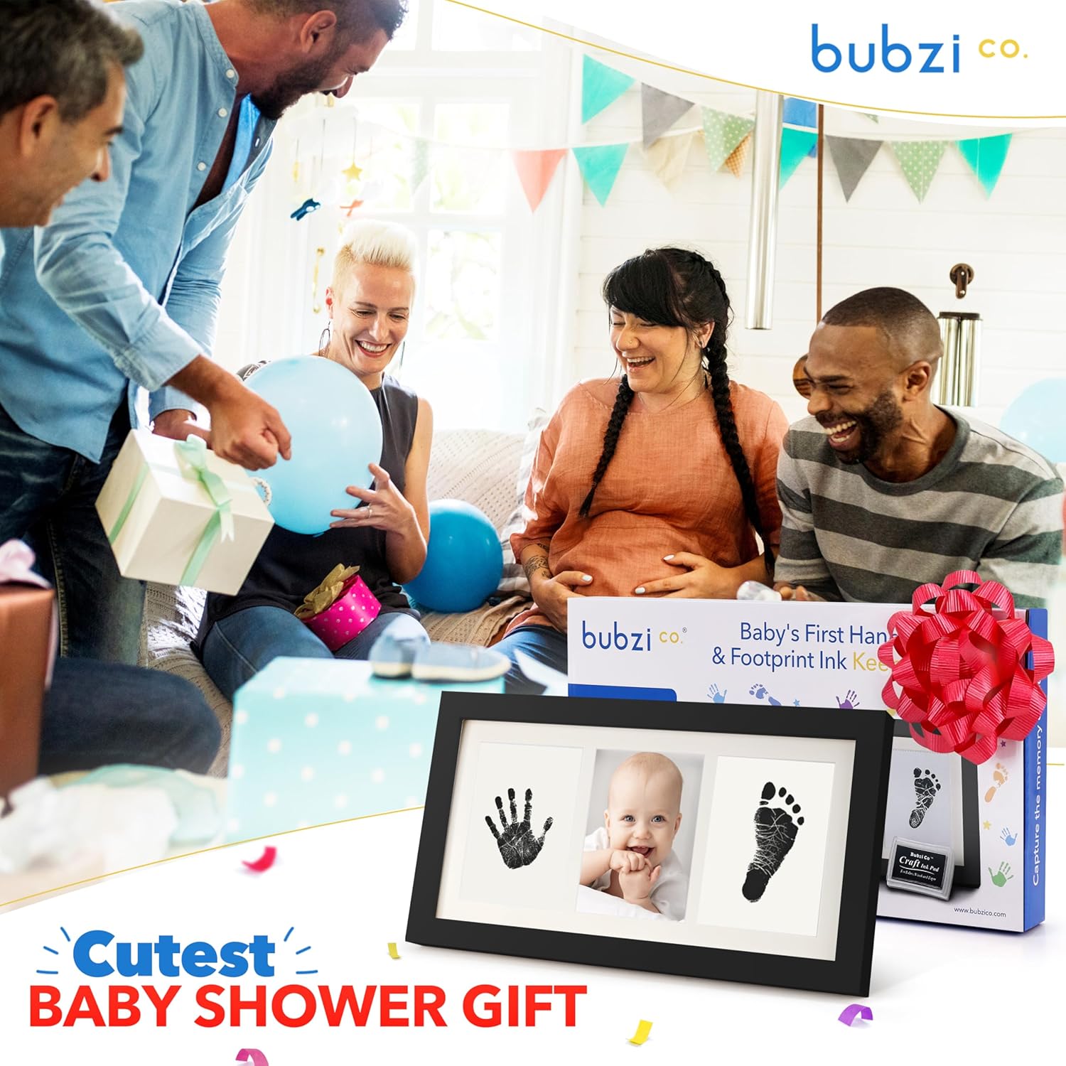 Bubzi Co Handprint Footprint Kit for Newborns Jet Black Photo Frame