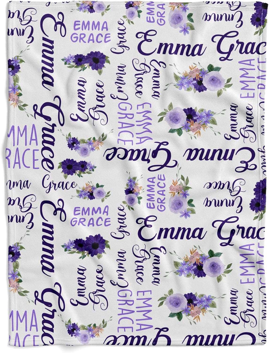 VibeCustom Purple Themed Monogram Baby Blanket