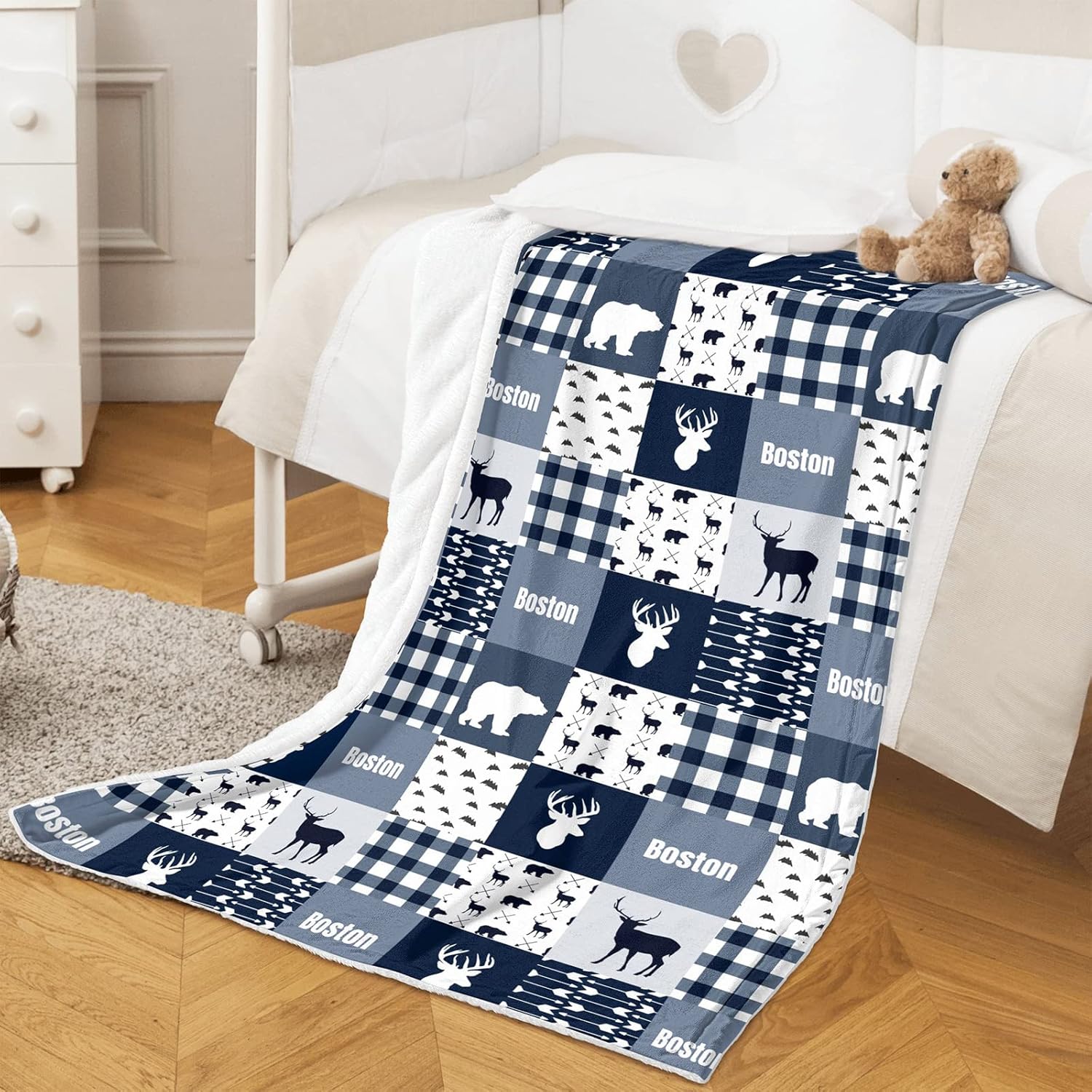 Munific Woodland Deer Personalized Baby Blanket with Name