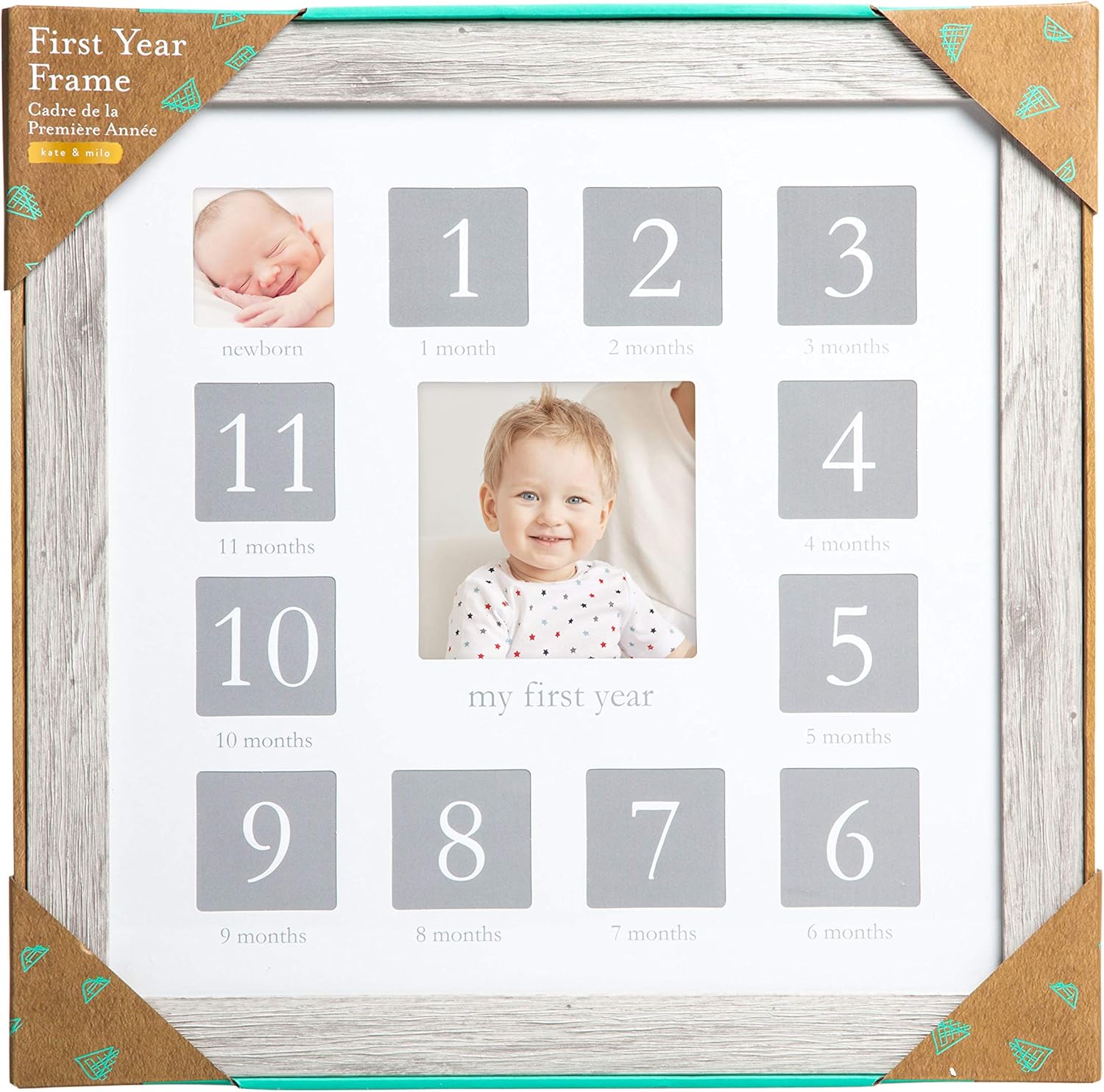 Kate Milo My First Year Frame - Rustic Wood