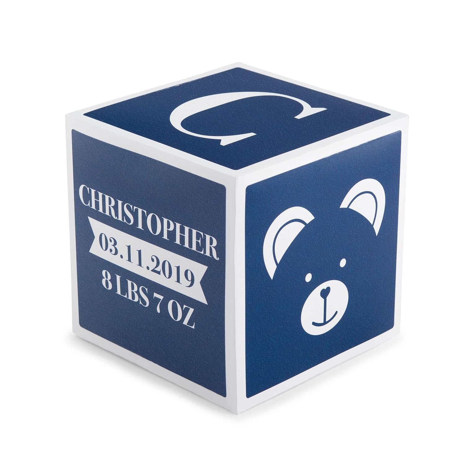 Weddingstar Navy Blue Custom Baby Keepsake Block