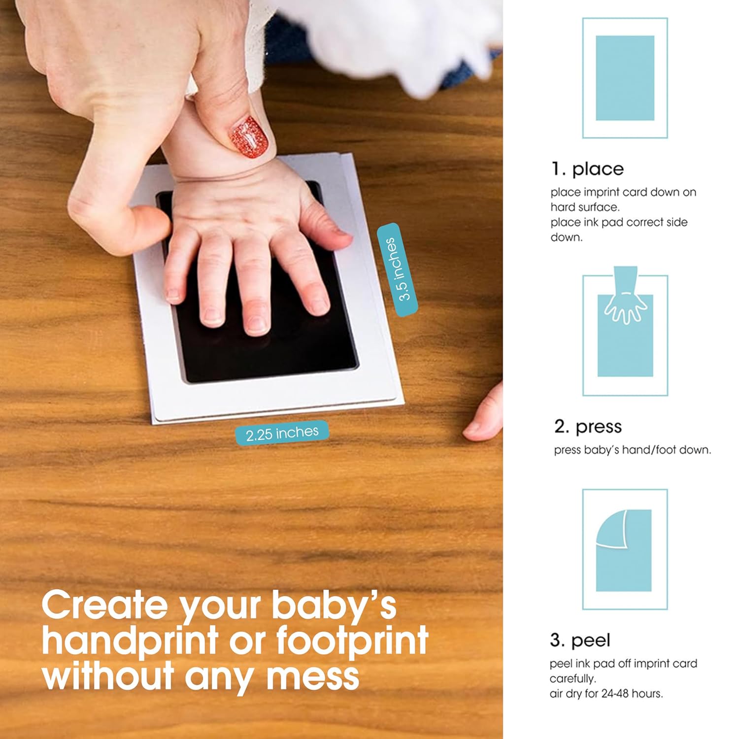 Pearhead Newborn Baby Ink Pad Kit - Mess-Free Safe