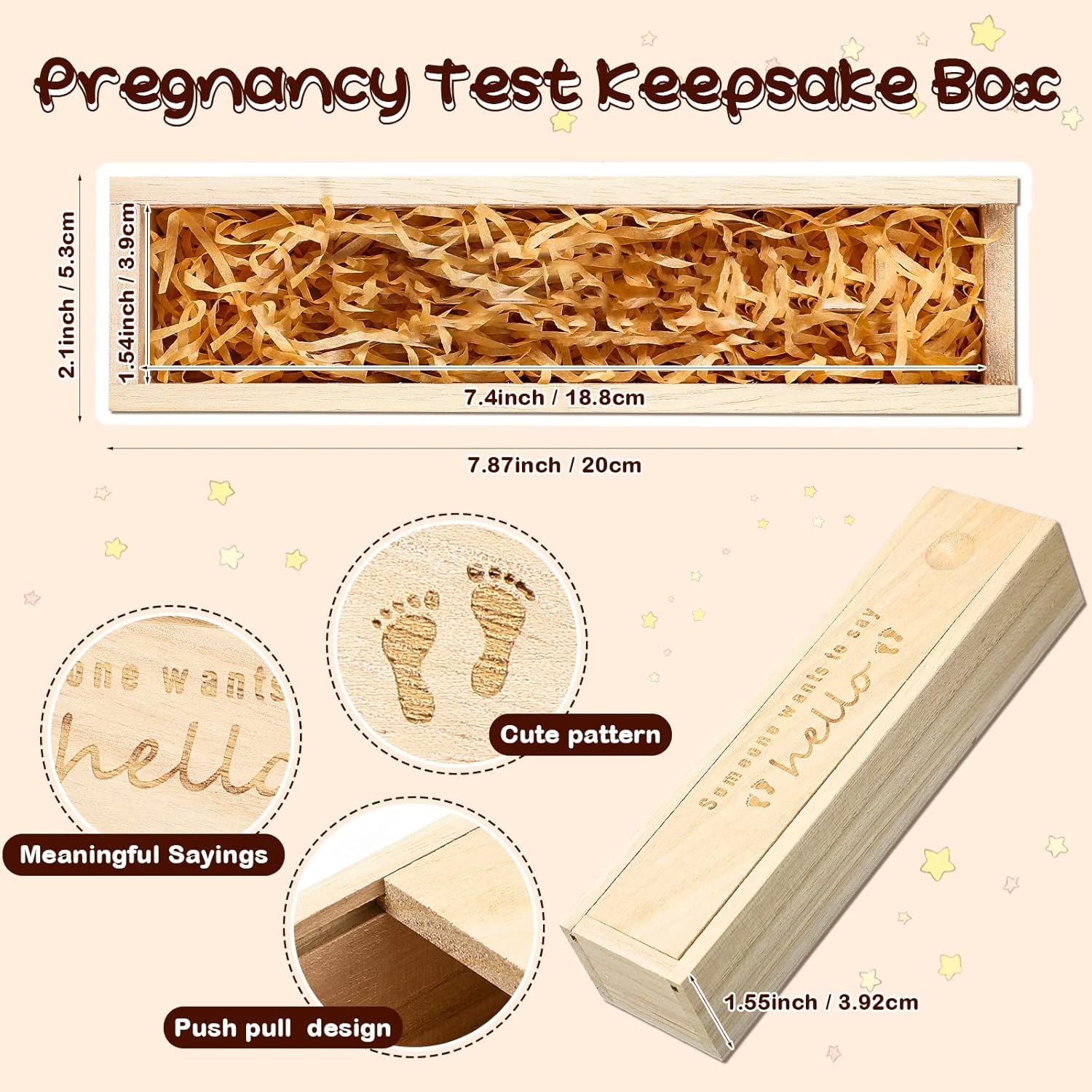 Qunclay Pregnancy Test Keepsake Box with Raffia Ribbon