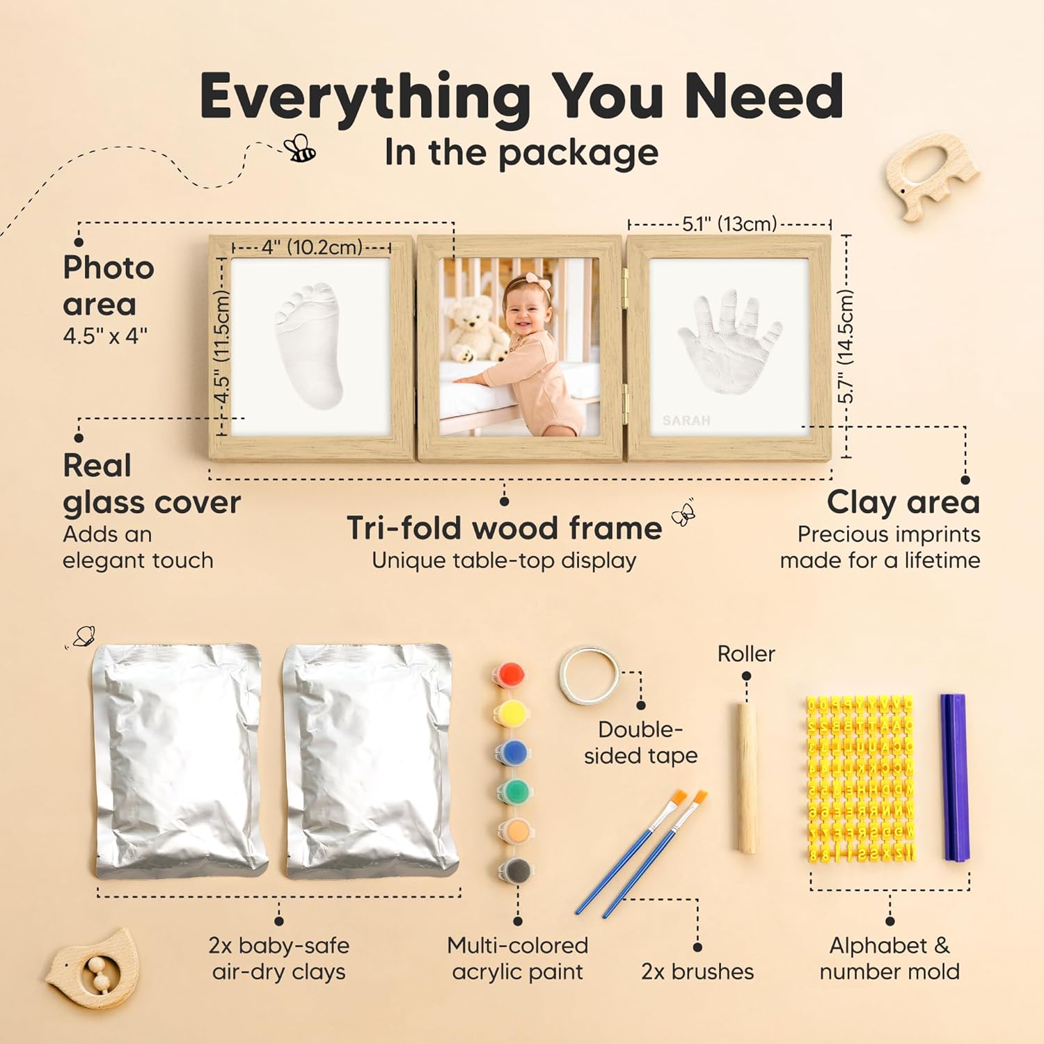KeaBabies Baby Hand Footprint Kit - Gender Neutral Keepsake Frame