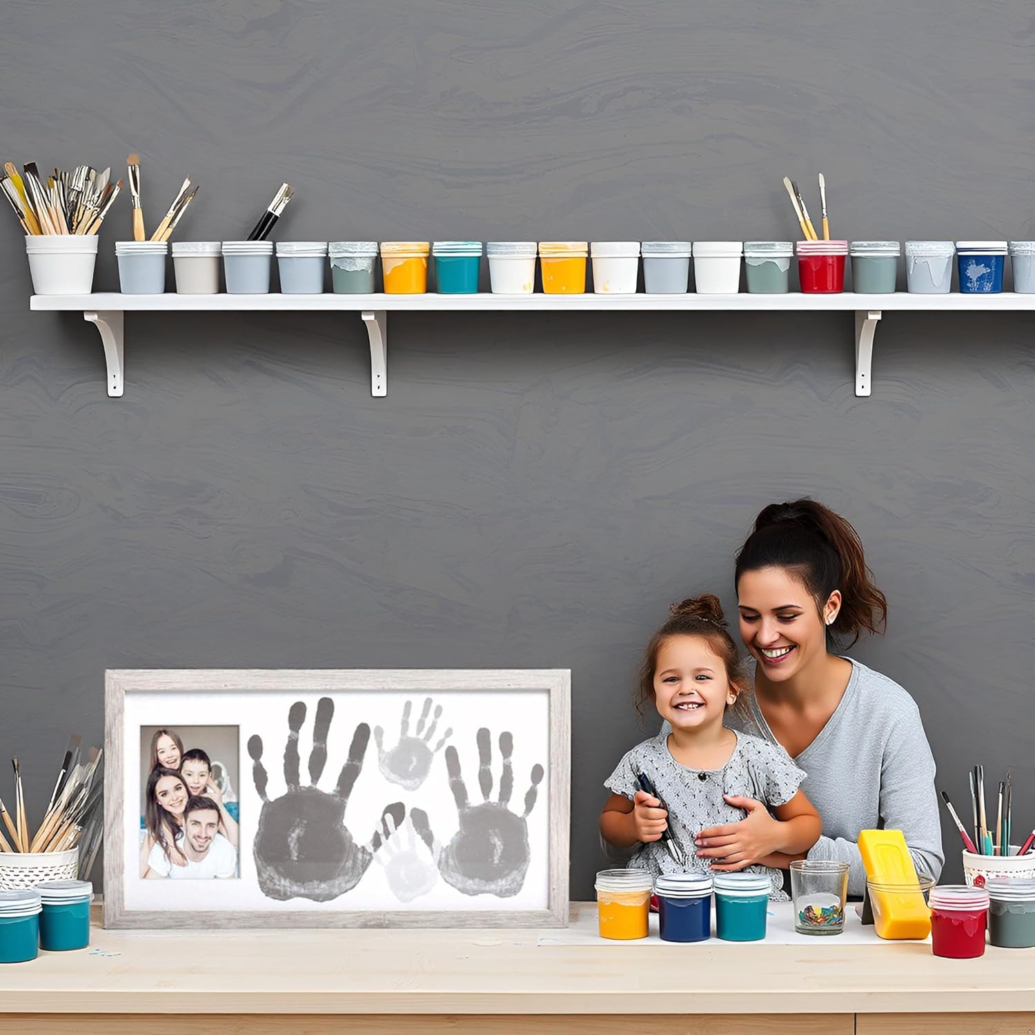 Kate Milo Rustic Farmhouse Family Handprint Frame