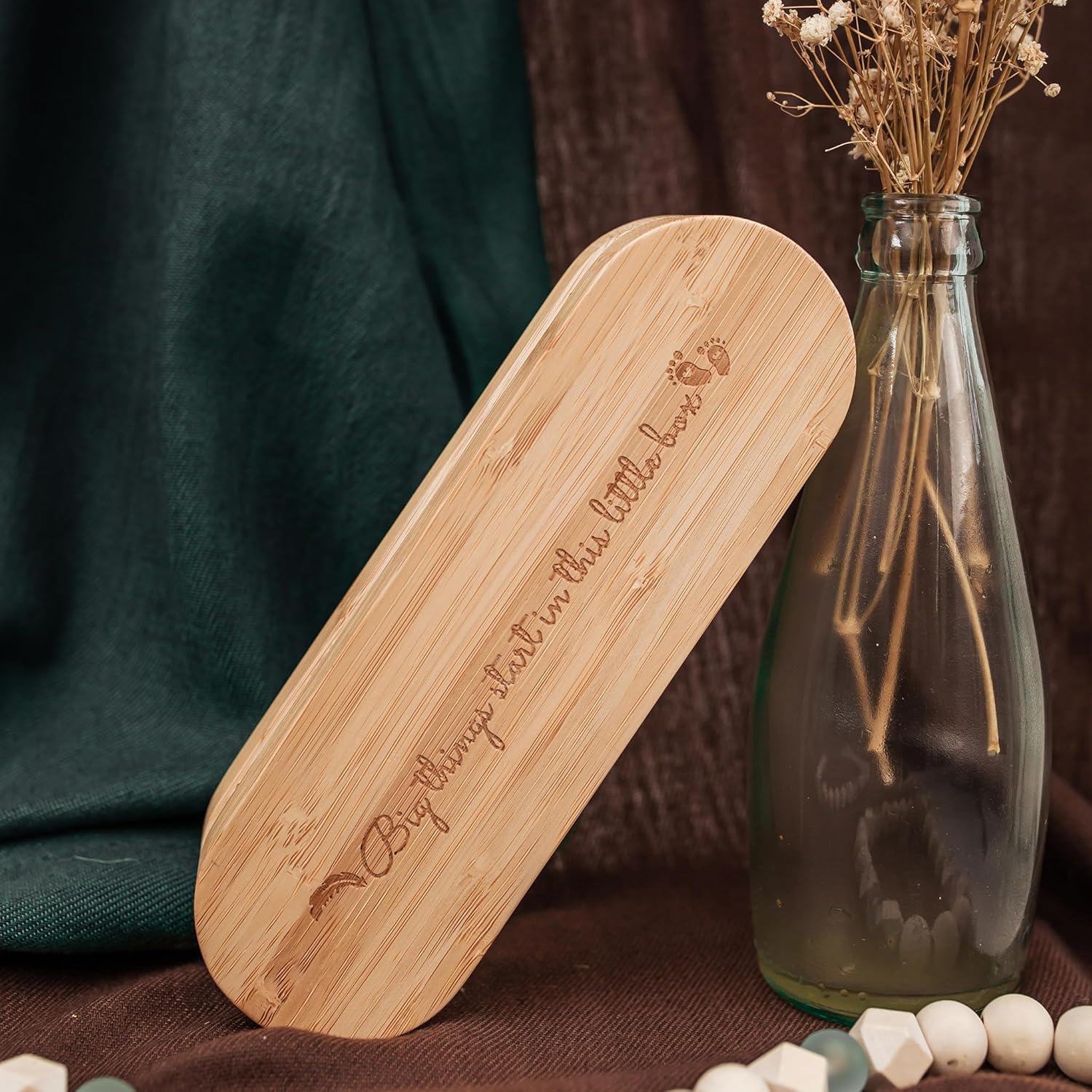 SOCBOI Pregnancy Test Keepsake Box with Bamboo and Raffia