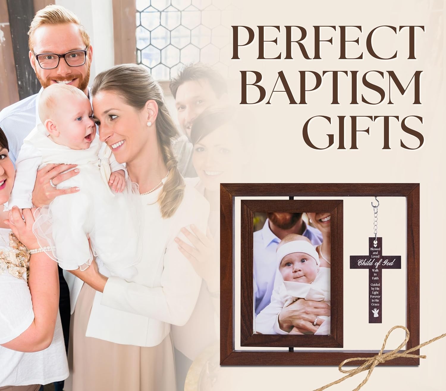 InnoBeta Baptism Gifts for Girls - Wood Frame 4x6