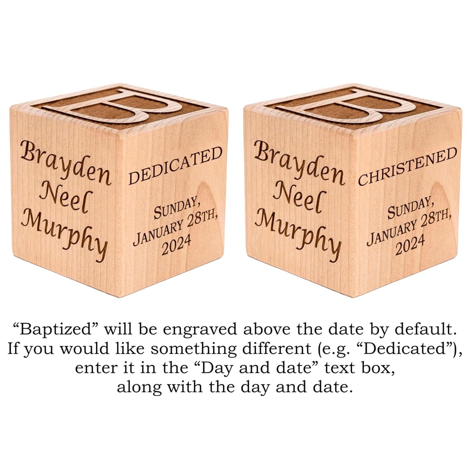 Personalized Baby Baptism Wood Block 25 Size