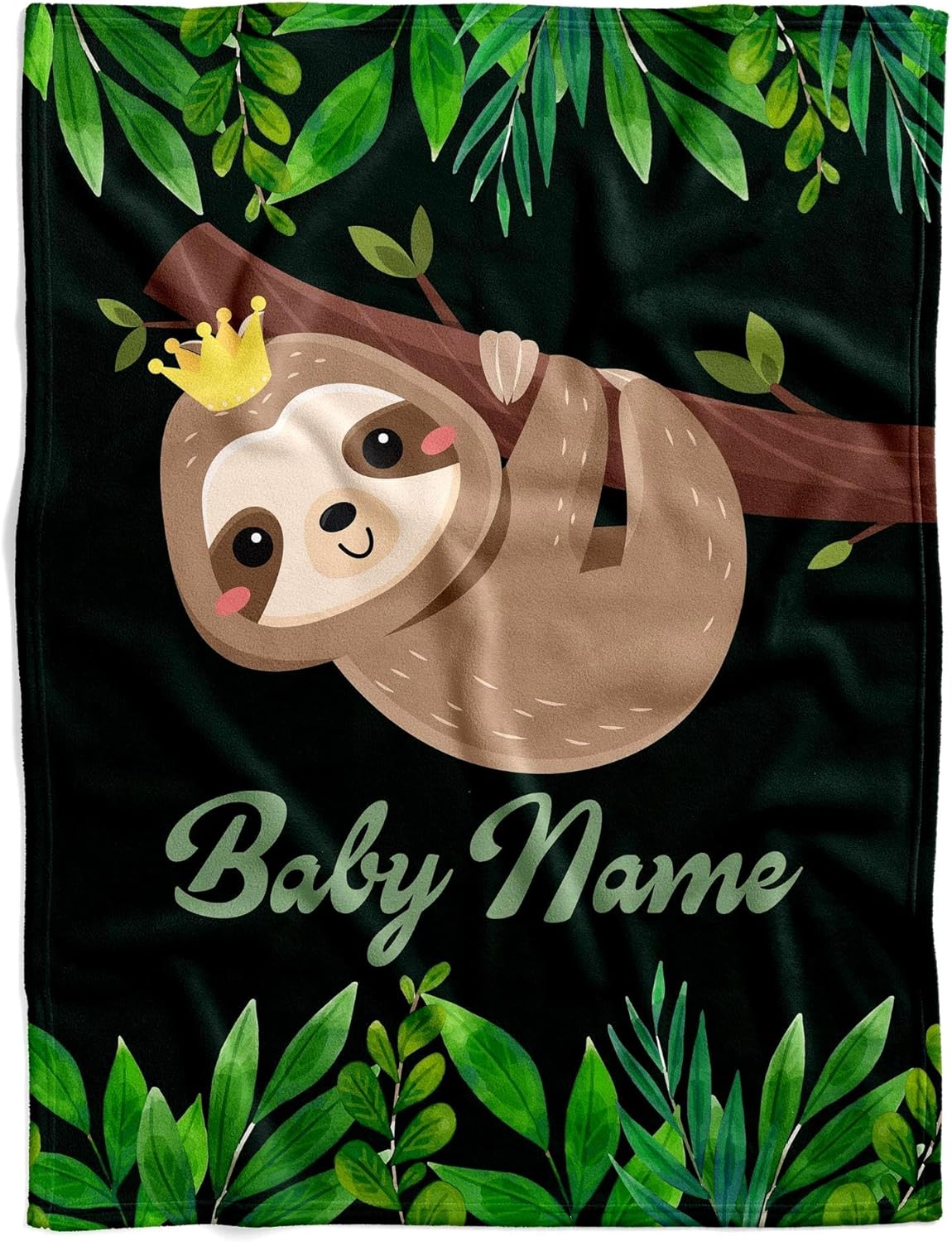Personalized Sloth Baby Blanket with Custom Name