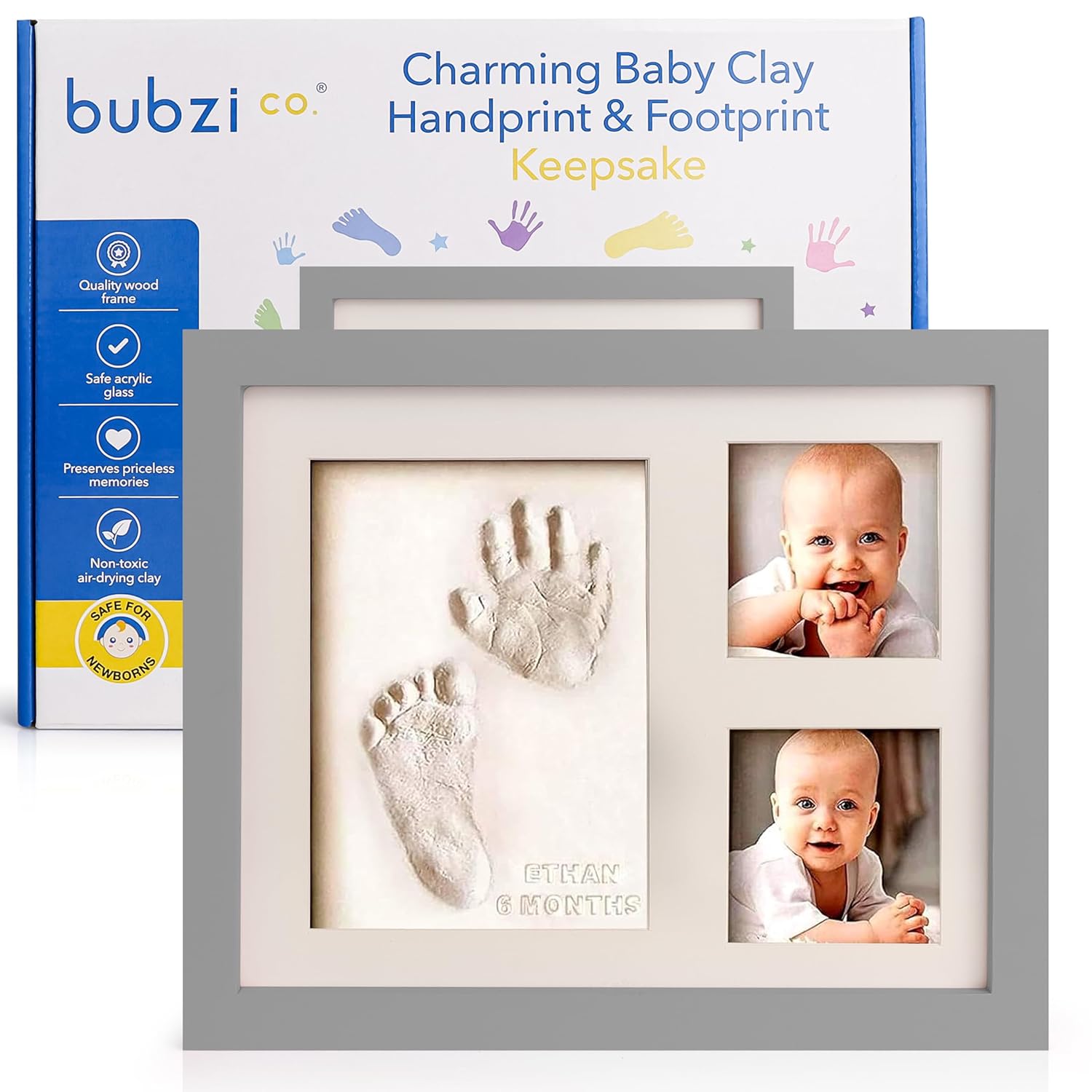 Bubzi Co Baby Footprint and Hand Print Kit - Cool Gray 1