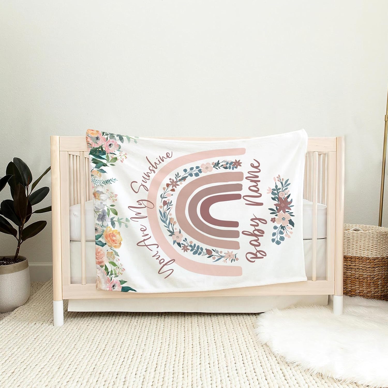 Personalized Rainbow Baby Blanket You Are My Sunshine 1