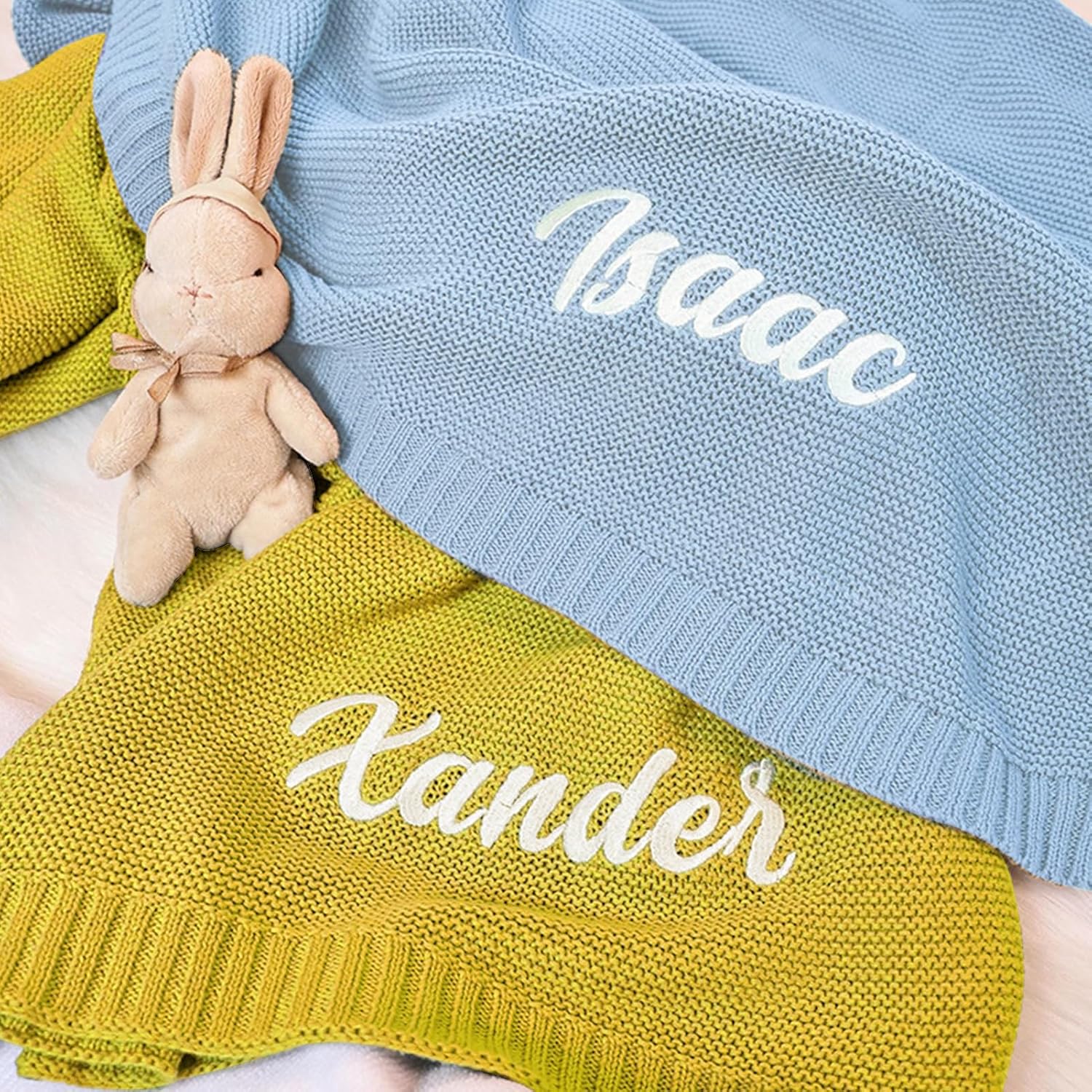 Custom Baby Blanket with Name - Personalized 30x40in Soft Knit Blanket