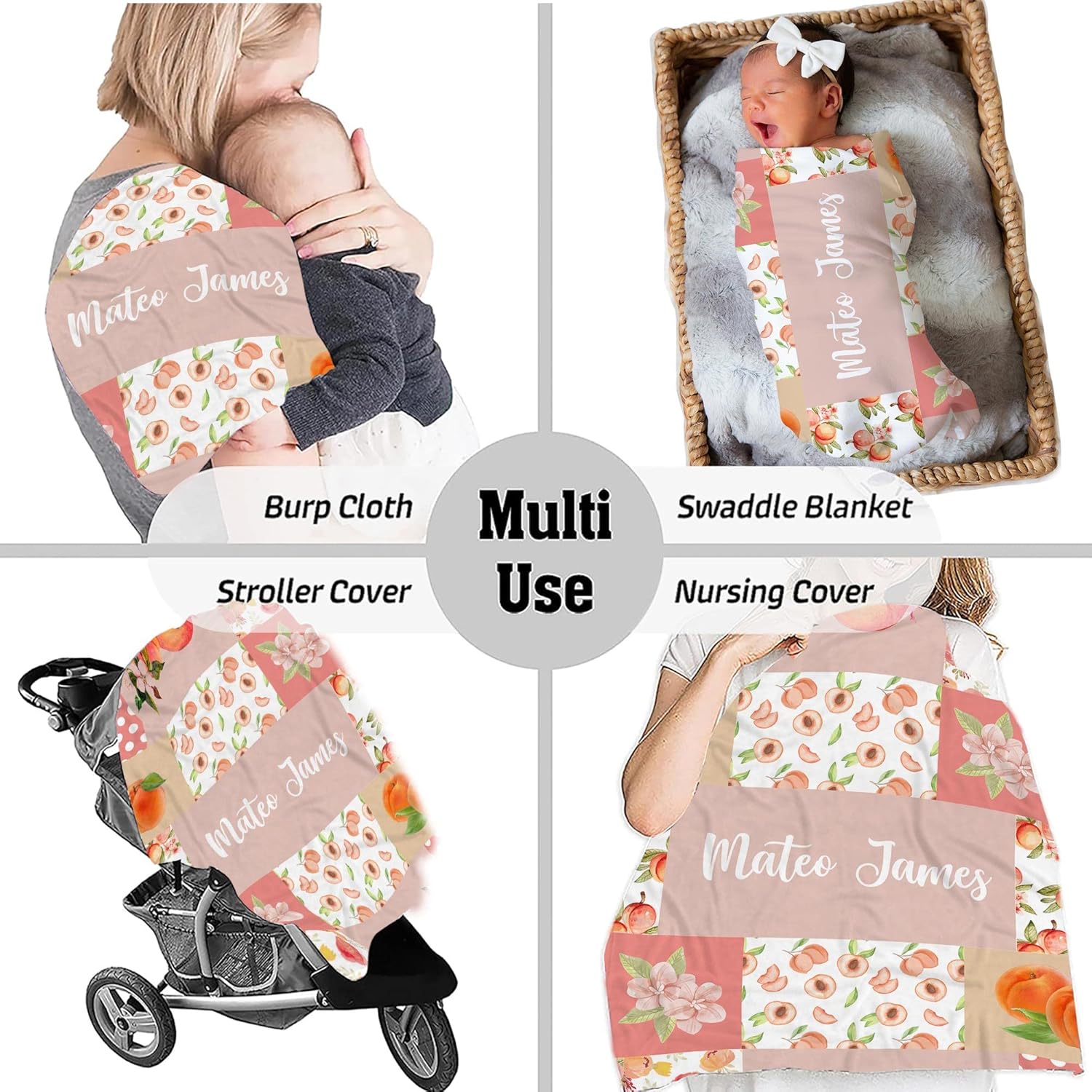 Custom Fruit Baby Blanket with Polka Dots