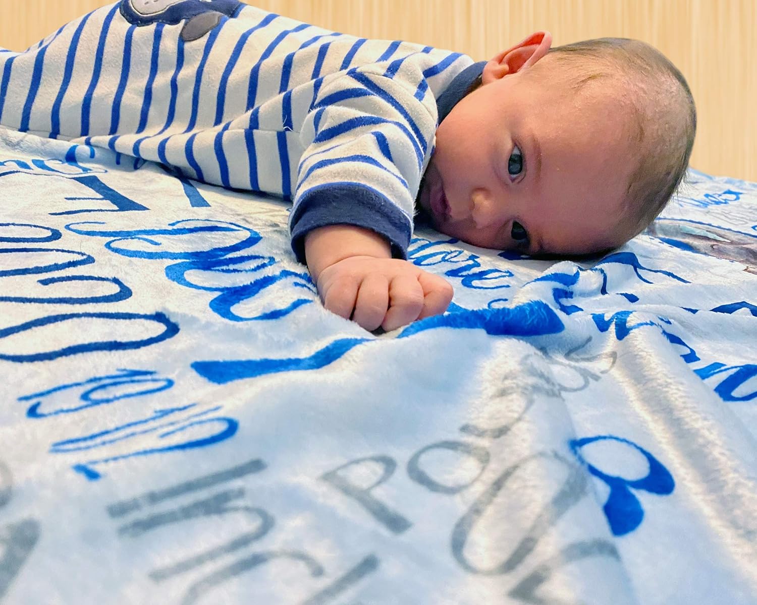 Personalized Baby Blanket for Boys with Name Birth Stats