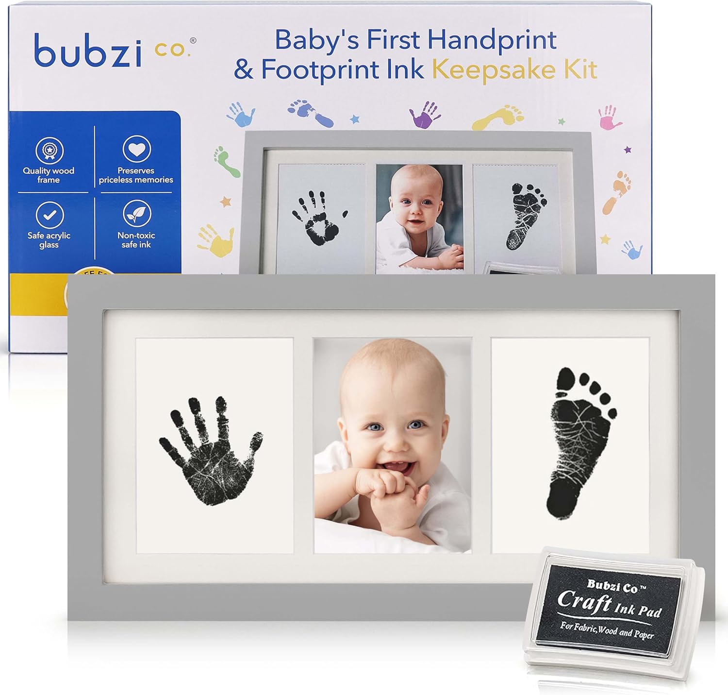 Bubzi Co Baby Handprint Footprint Kit for Newborns