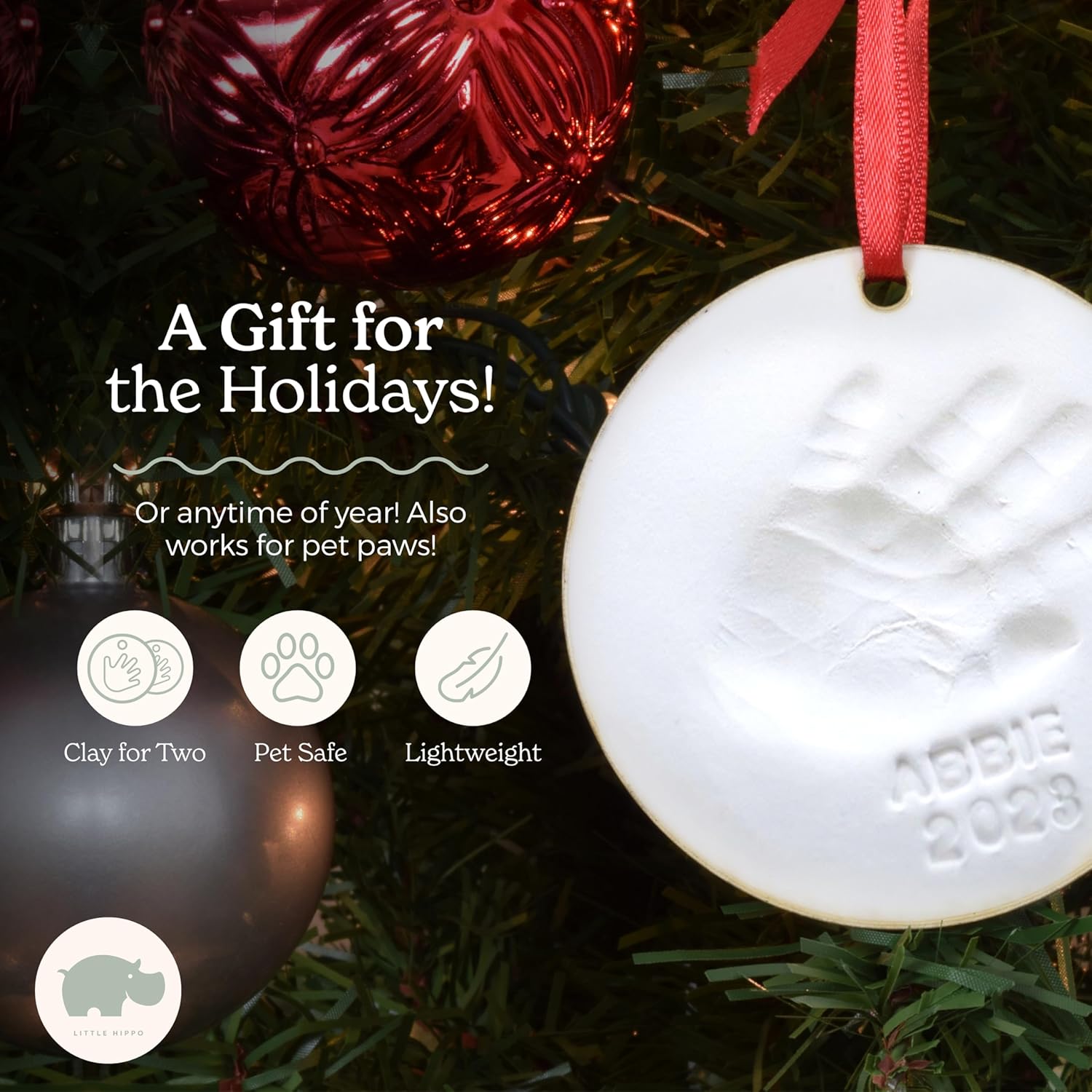 Little Hippo Baby Ornament Keepsake Kit - 2 Easels 4 Ribbons Letters
