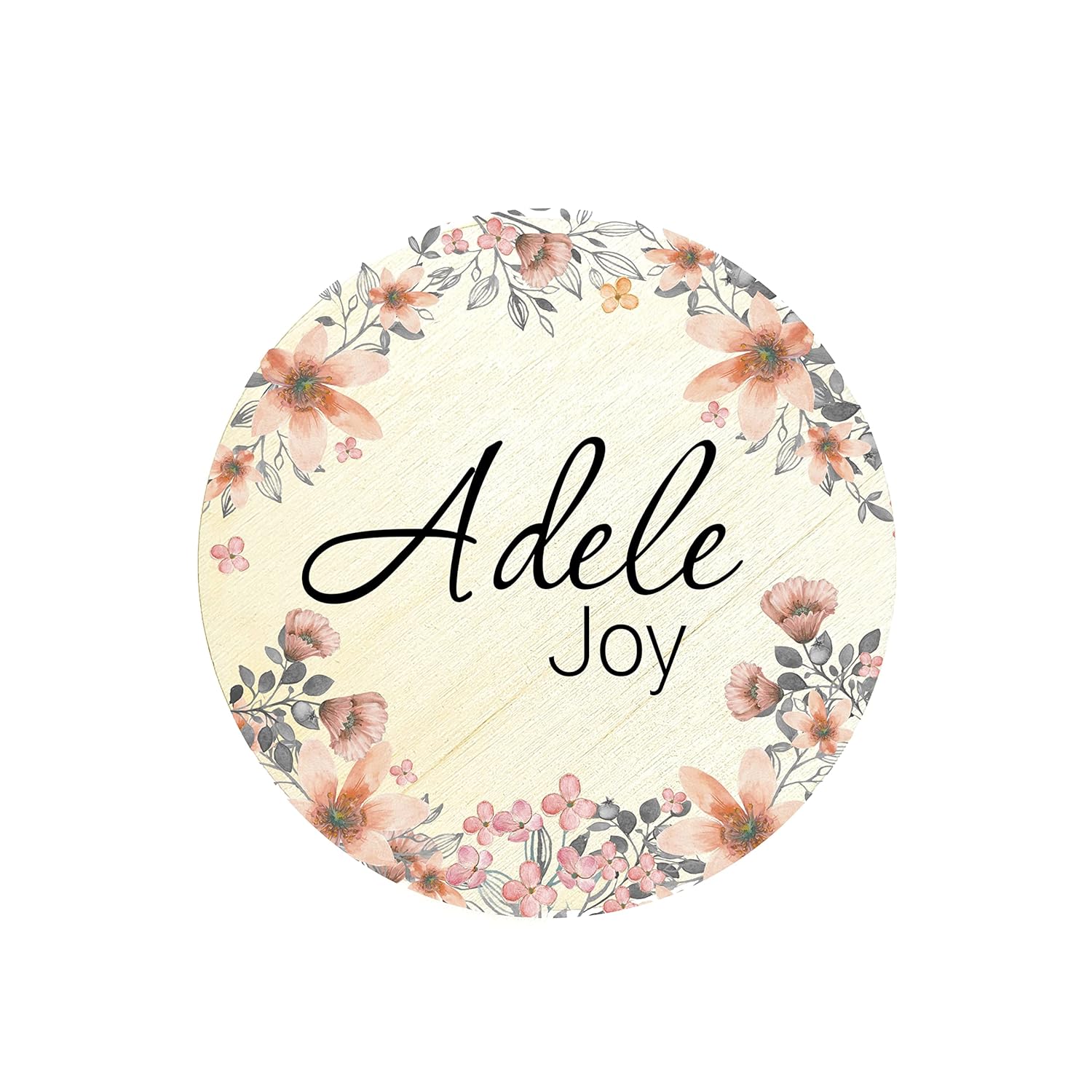 Peach Flowers Baby Name Reveal Sign Set of 2