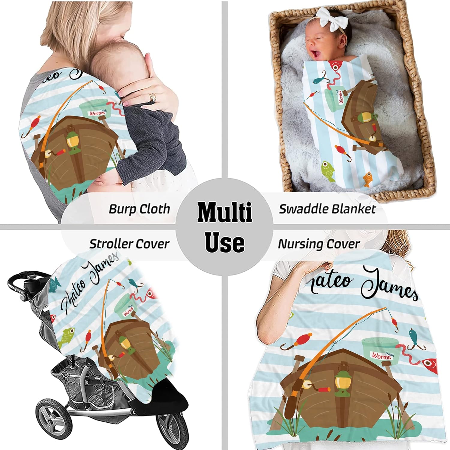 VibeCustom Personalized Fishing Blanket with Name