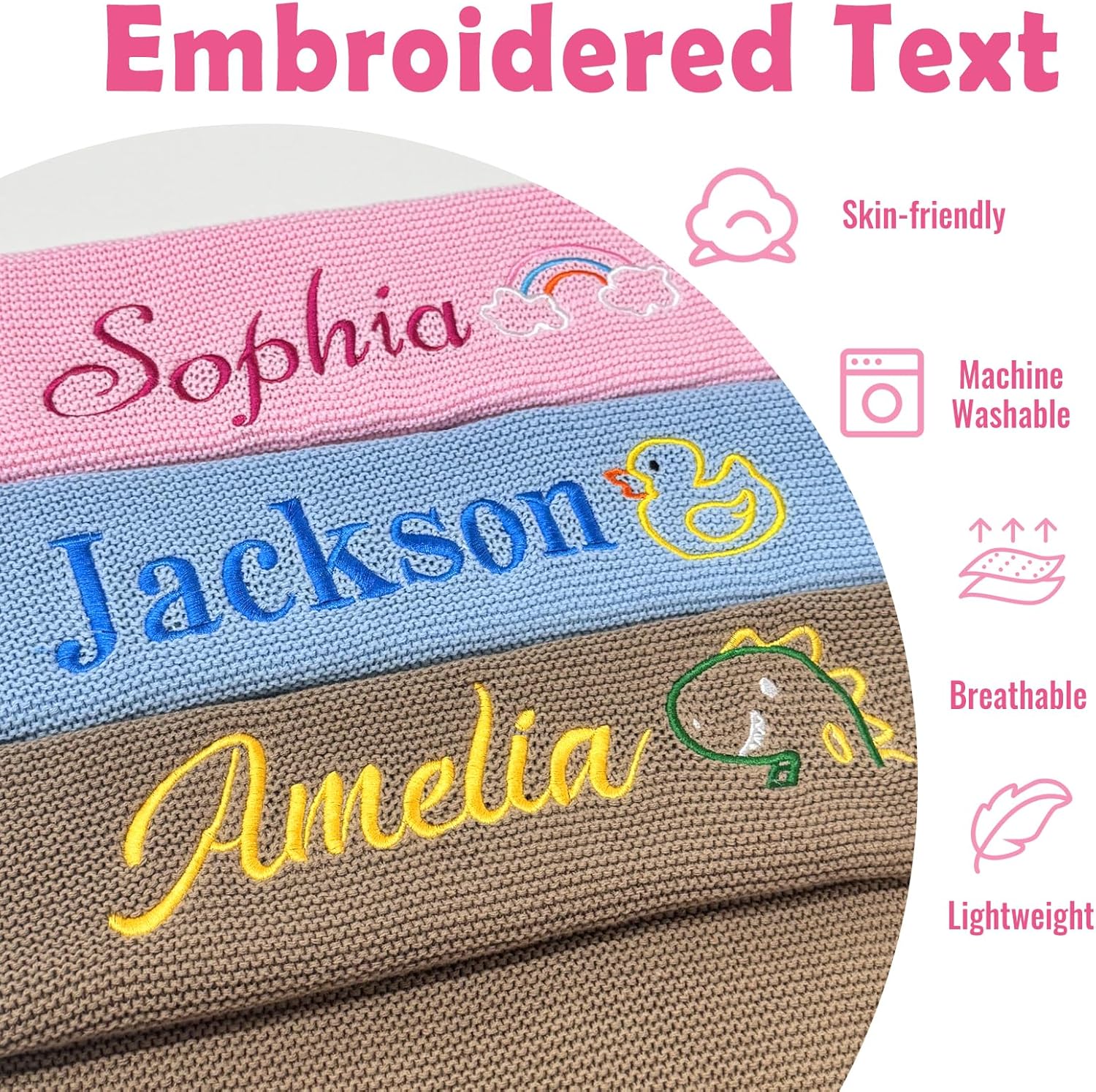 Baosity Personalized Baby Blanket with Name and Pattern