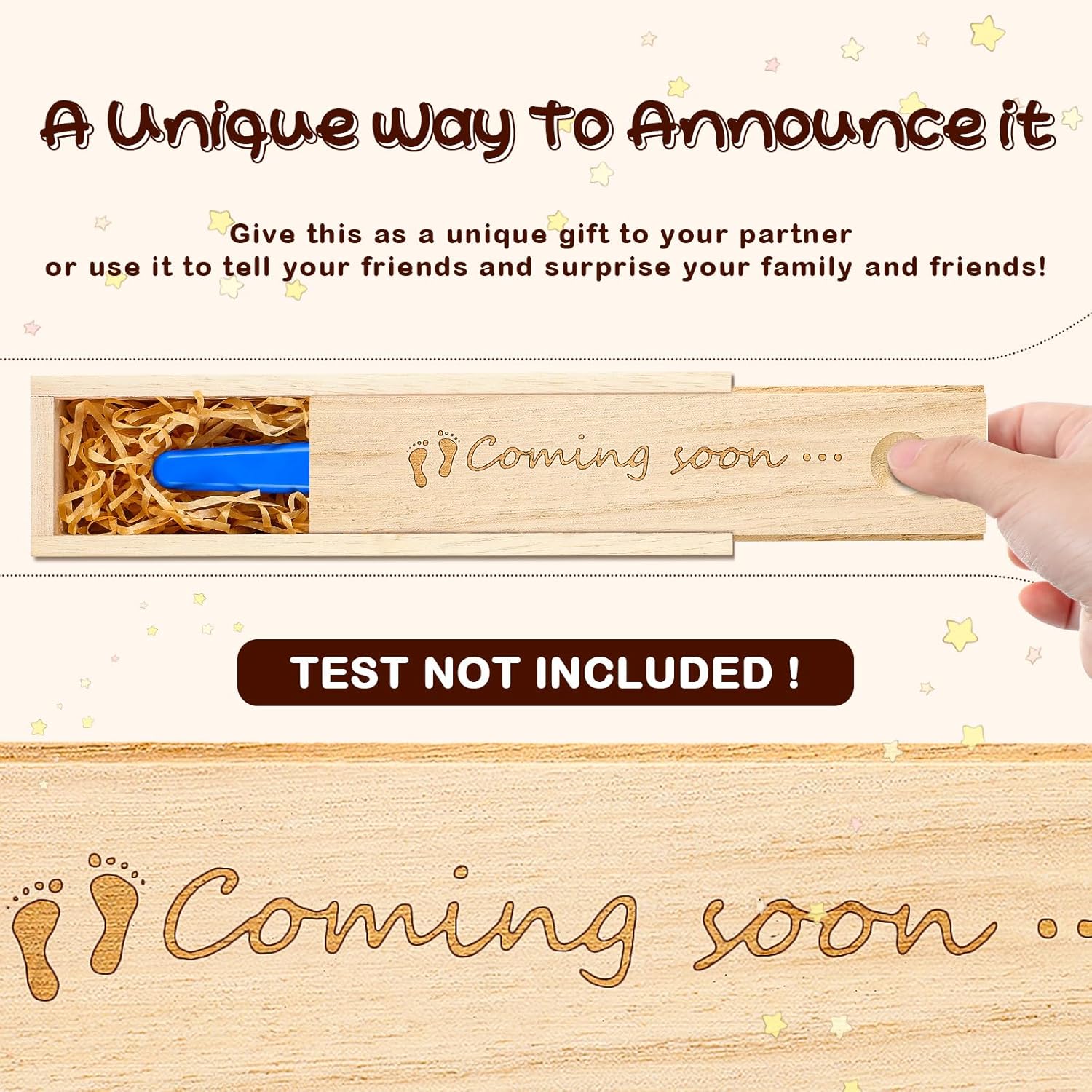 Qunclay Pregnancy Test Keepsake Box with Raffia Ribbon 1