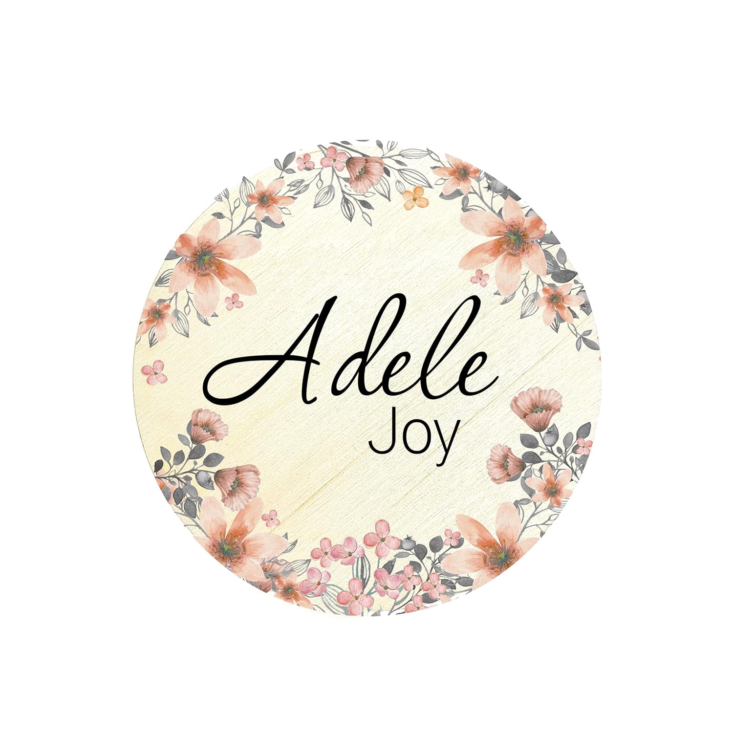 Peach Flowers Baby Name Reveal Sign Set of 2