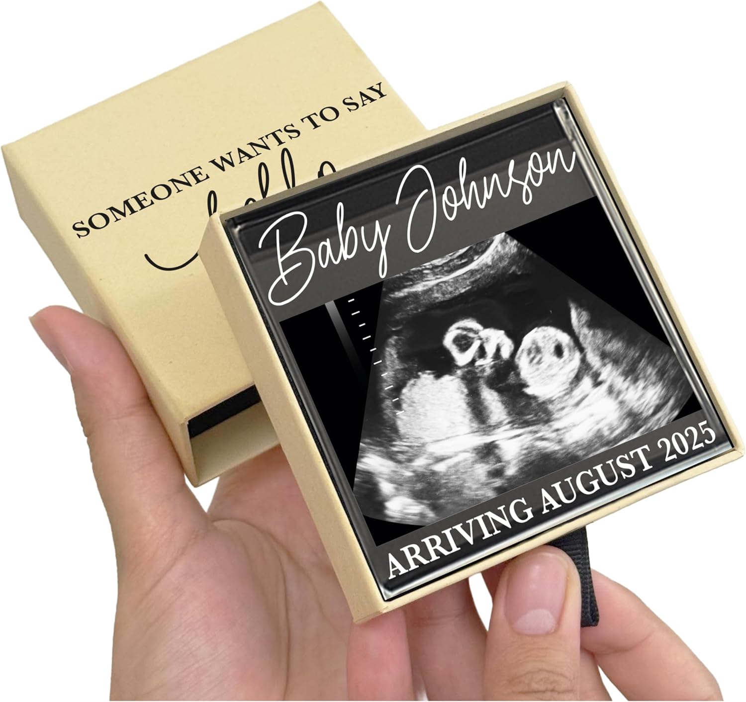 Personalized Pregnancy Keepsake Drawer Box with Ultrasound Frame