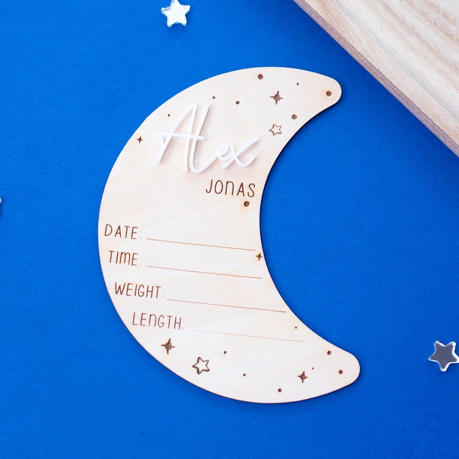 SugoiCC Moon And Stars Newborn Announcement Sign