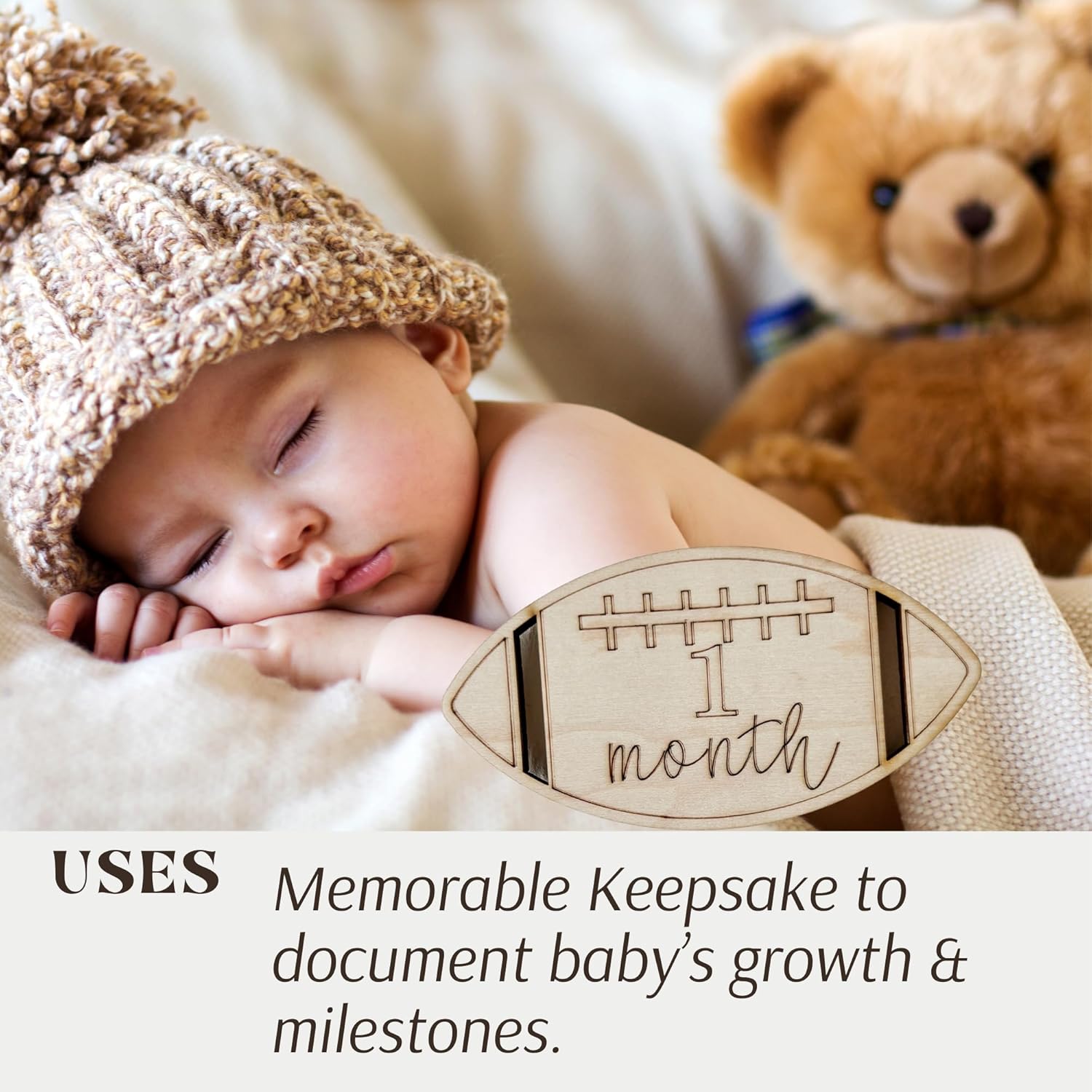 Wooden Monthly Milestone Cards 12 Months Set for Baby Growth Photos