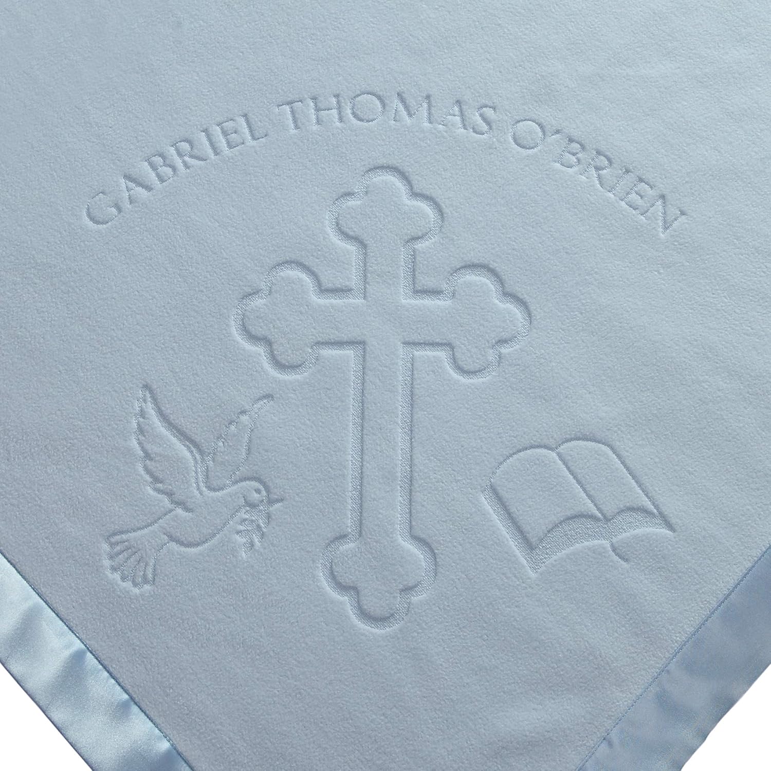Custom Catch Personalized Baptism Baby Blanket for Boy - Blue 1 Text Line