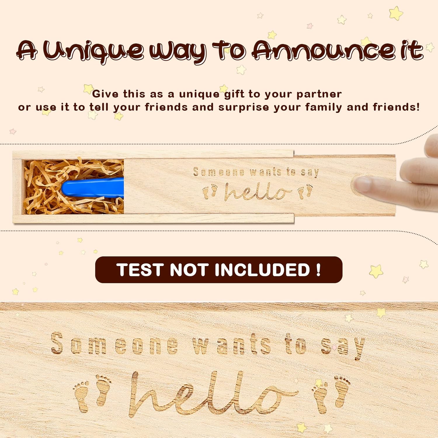 Qunclay Pregnancy Test Keepsake Box with Raffia Ribbon