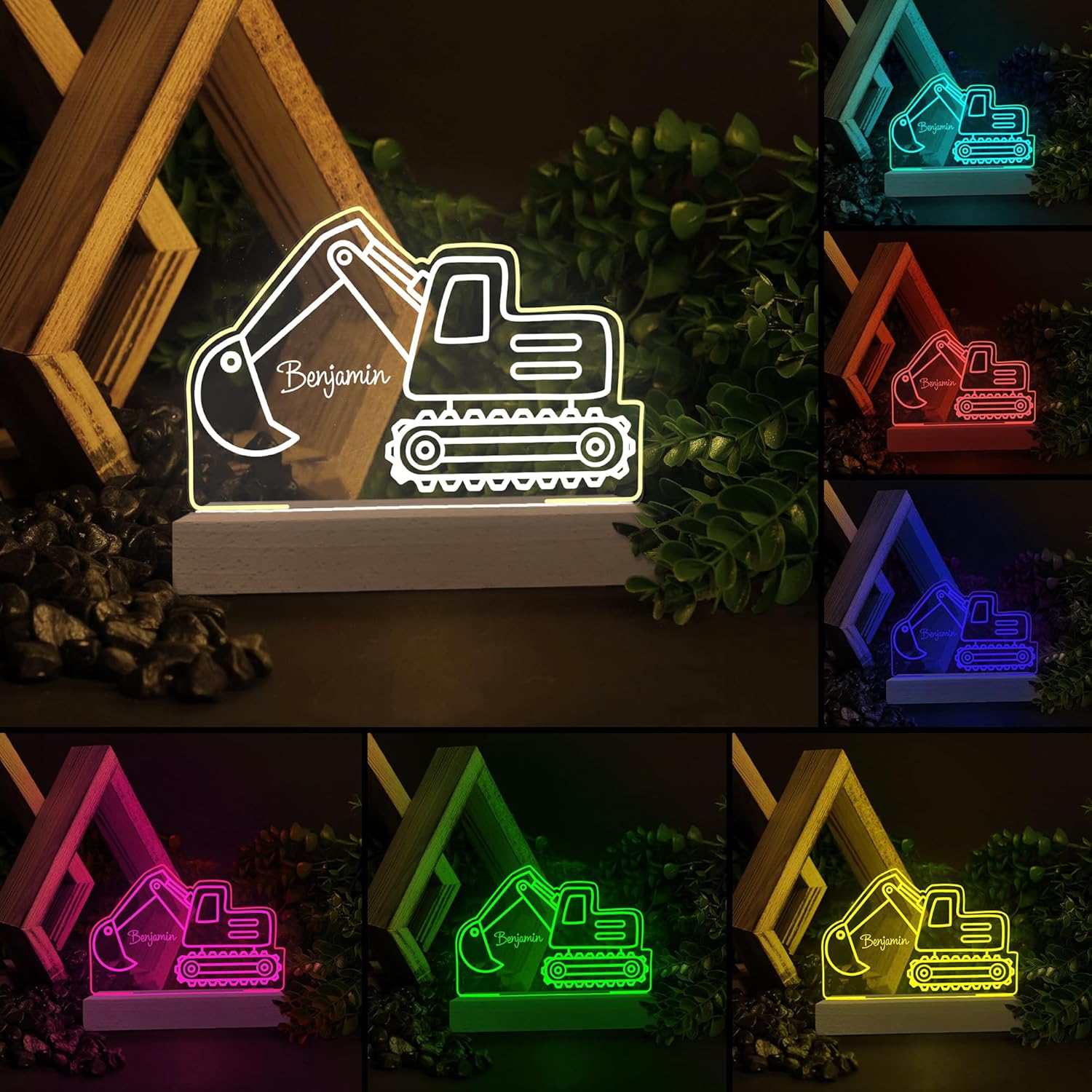 Custom Excavator LED Acrylic Plaque Night Light